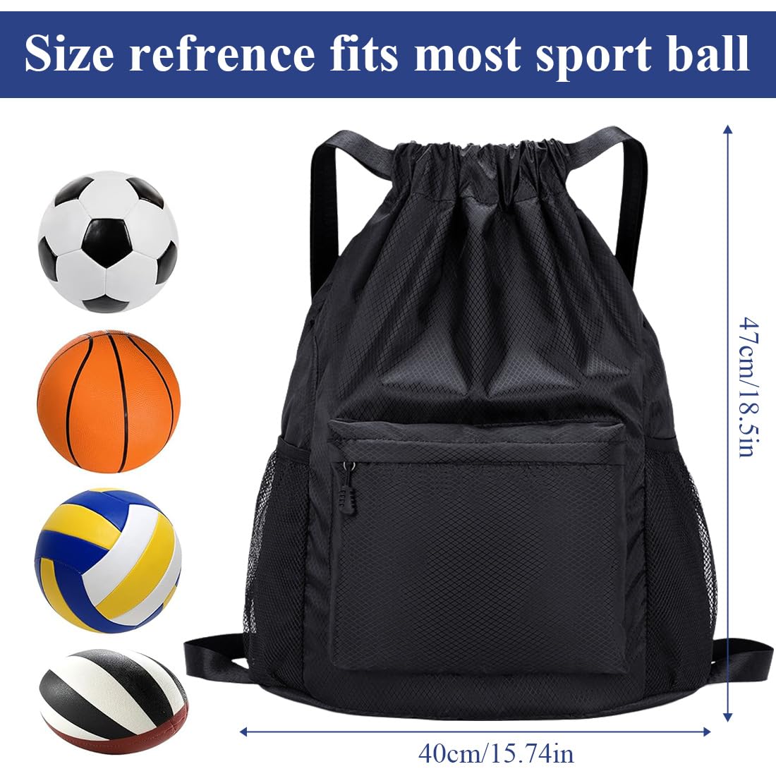 Sac à Dos de Basketball, Poche Filet, Accessoires de Basketball, sac à dos, sac de basket-ball, poche filet avec mousqueton, pour football