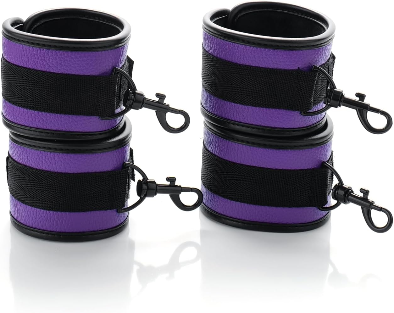 Portable Heavy Duty Stainless Steel Expandable Black Spreader Bar with 4pcs PU Purple Adjustable Straps,Workout Bar for Home Gym Training Bar,Exercise Detachable Pilates Kit