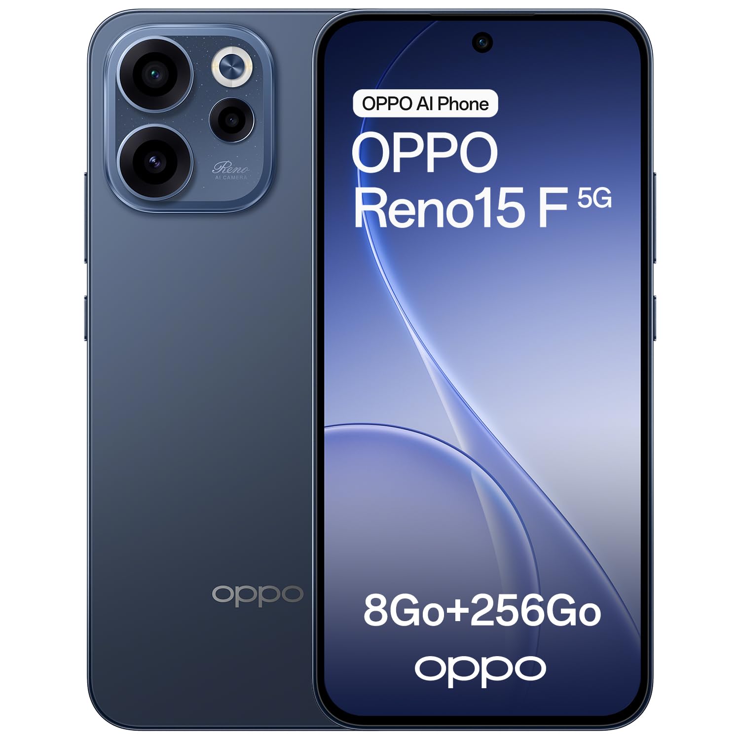 OPPO Reno15 F 5G Téléphone Android, 8+256Go, Écran 6.57" 120Hz, Appareil Photo Ultra Grand Angle 50MP FOV 100°, AI Portrait Glow, Batterie 6500mAh, IP69, Charge Flash 80W SUPERVOOC, Twilight Blue