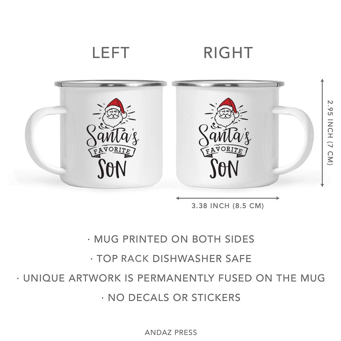 Andaz Press Santa Claus 11oz. Stainless Steel Campfire Coffee