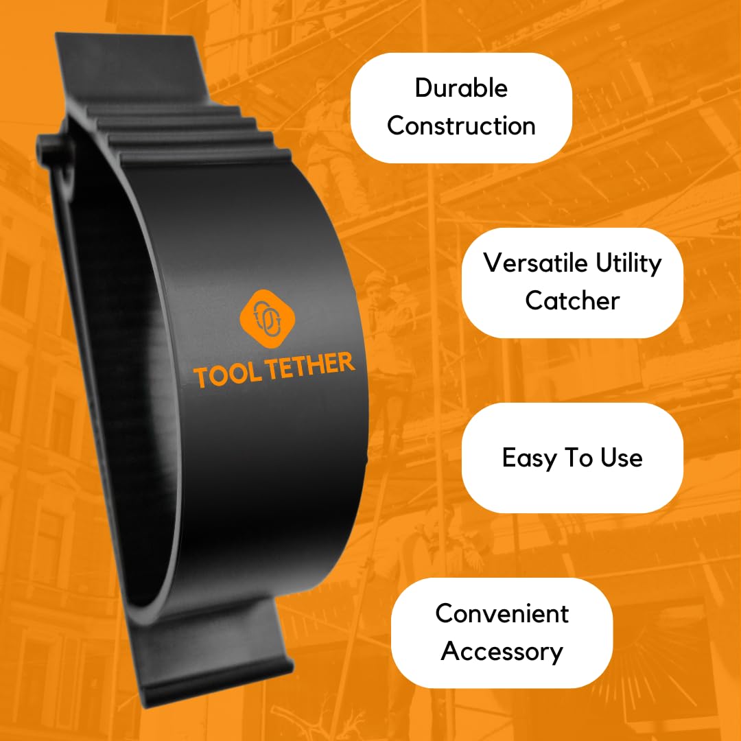Tool Tether Hard Hat Holder Belt Clip - Versatile Utility Catcher for Helmets, Gloves, PPE accessories, Wires, Ear Muffs - Safety & Utility for Worksites - Black 1-Pack - Image 4