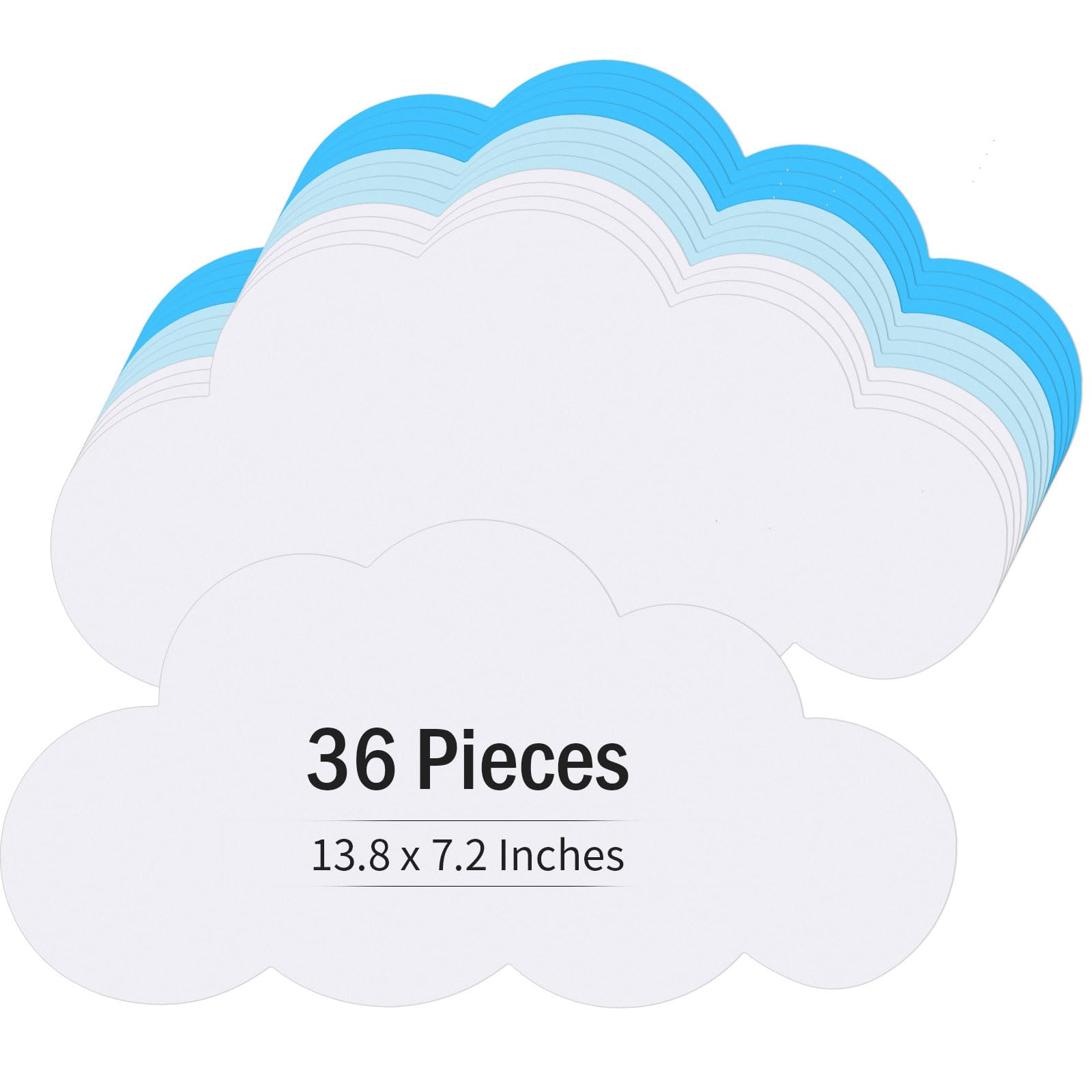 MixTeach 36 Pcs Large White Blue Cloud Cutouts 14 Inch Paper Cloud Shape Card Die Cut Room Decorations for Classroom Bulletin Board Wall Nursery Playroom Decor