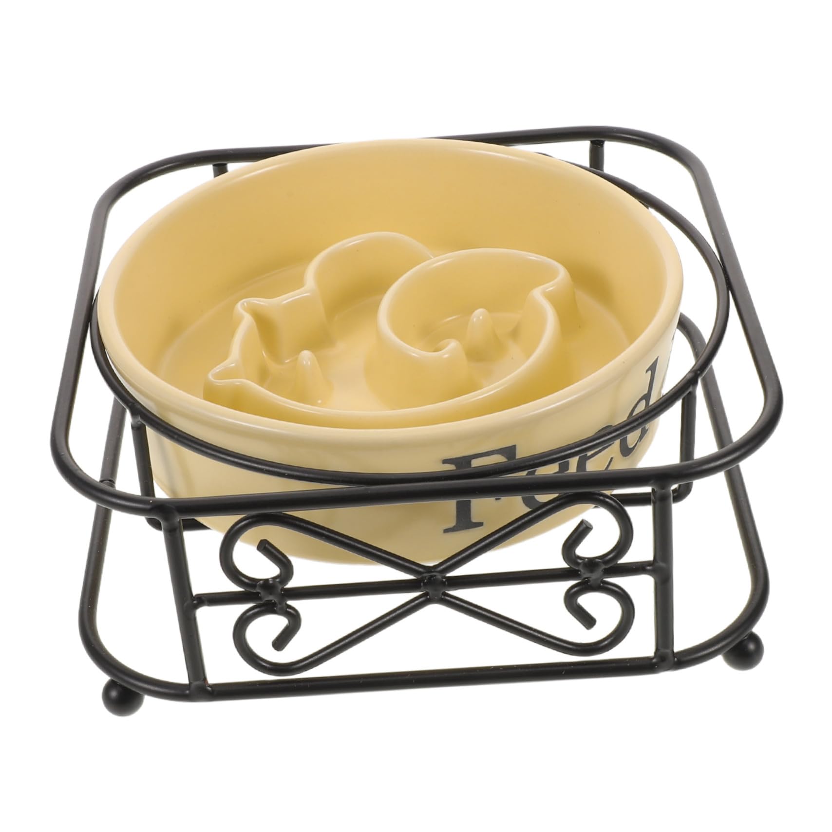 TOYANDONA Comedero Lento de Cerámica para Perros y Gatos, Cuenco Elevado Resistente con Soporte de Hierro para Alimentación Lenta en Hogares con Múltiples Mascotas