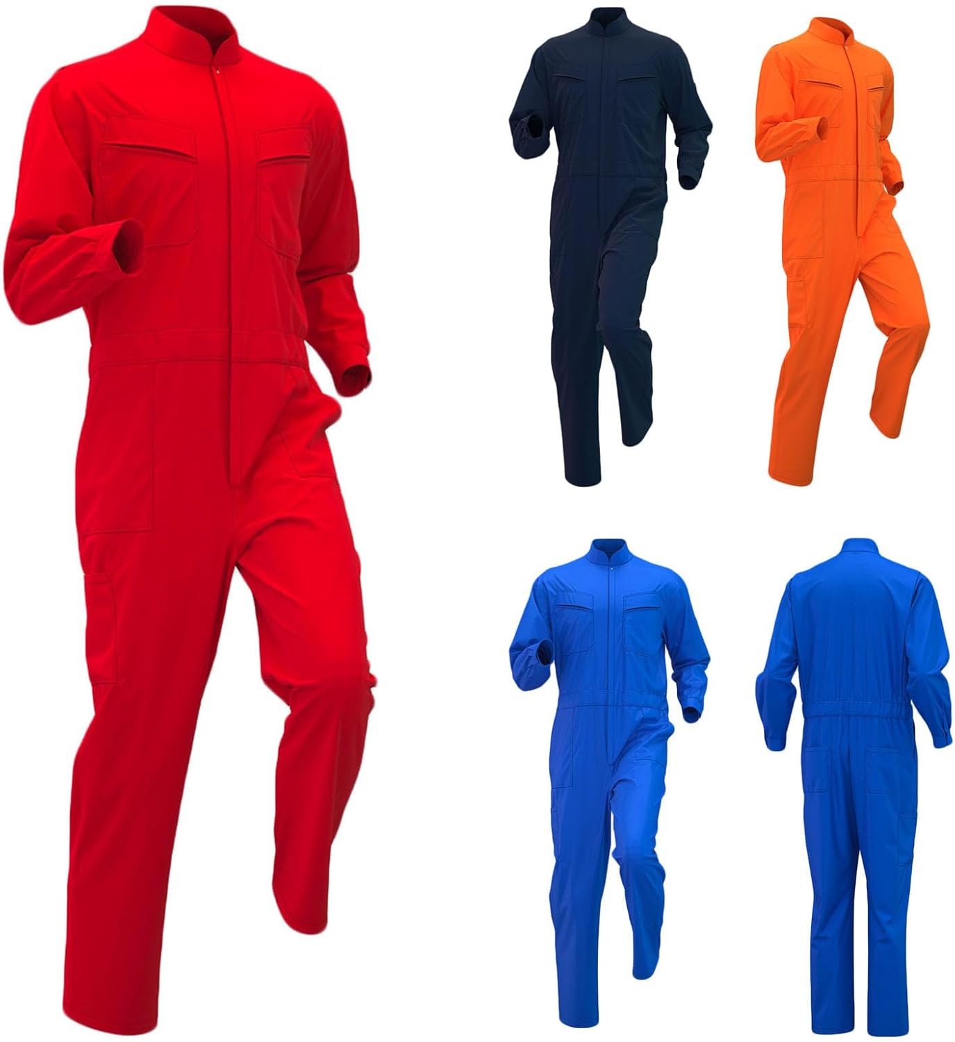 Cambkatl Men's Stand Collar Work Coverall Big and Tall Overalls Mechanic Coveralls Workwear Jumpsuit with Multi Pockets