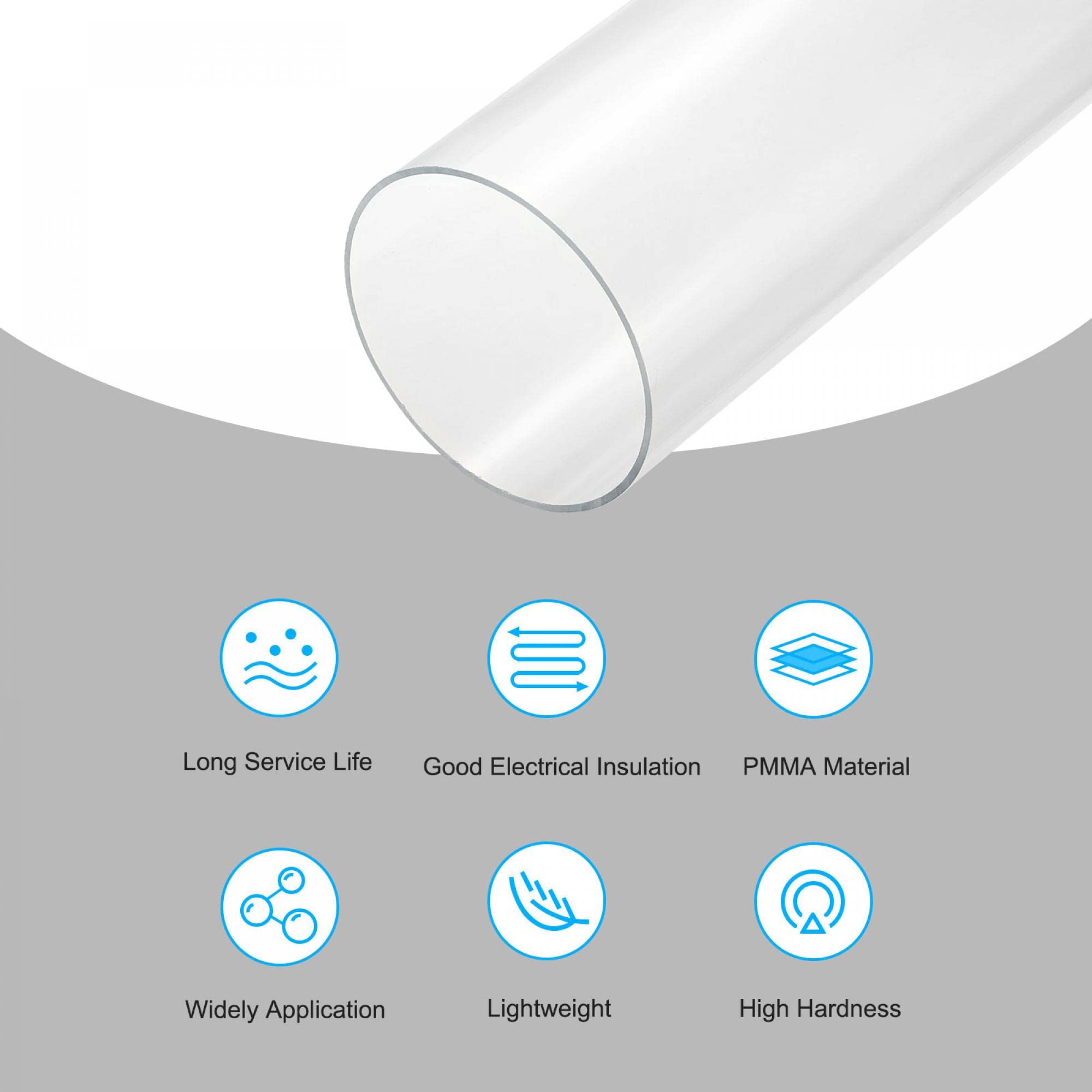 sourcing map Tubo redondo rígido claro de acrílico 115m m ID 120m m OD 14 pulgadas para lámparas y linternas, sistema de refrigeración por agua