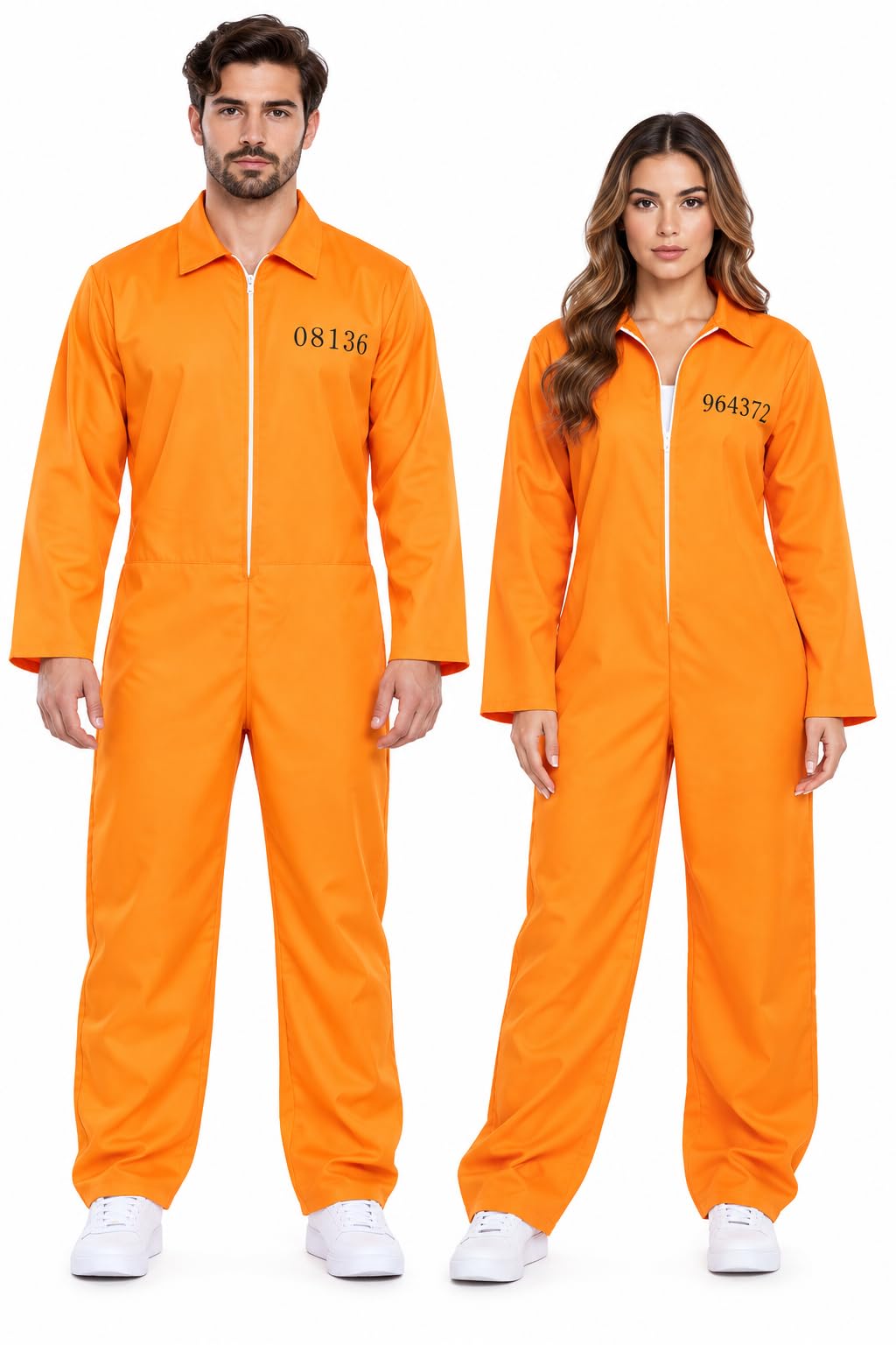 Adult Orange Prisoner Jumpsuit Costume Mens Zip-Up Convict Suit Medium