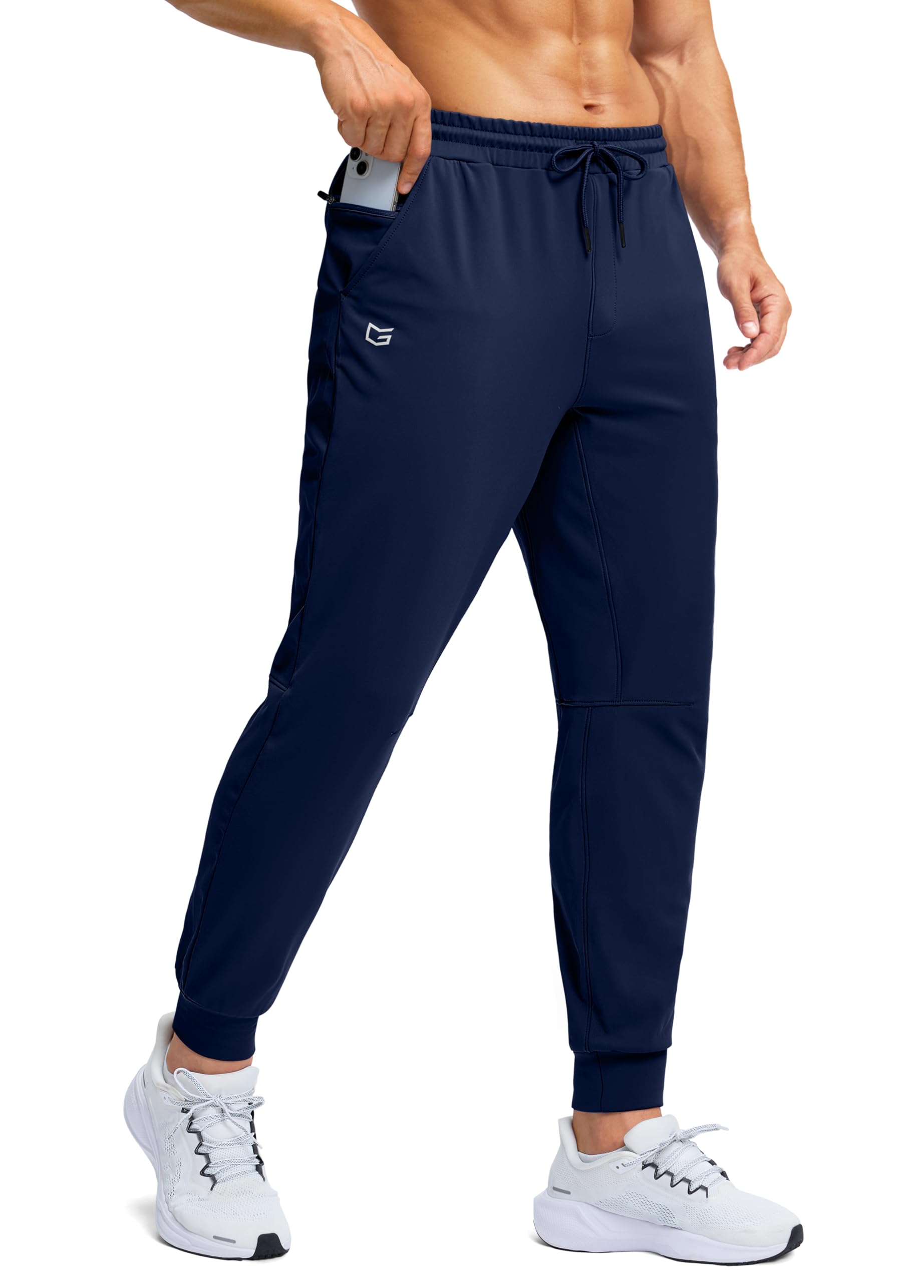 Men's Fleece Lined Athletic Joggers Pants with Zipper Pocket