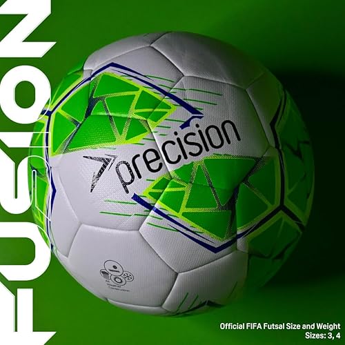 Miniatura 7 de Precision Fusion Sala Futsal Ball Official FIFA Football, Indoor Training, Hybrid PU, Low Rebound, Enhanced Control, White, Size