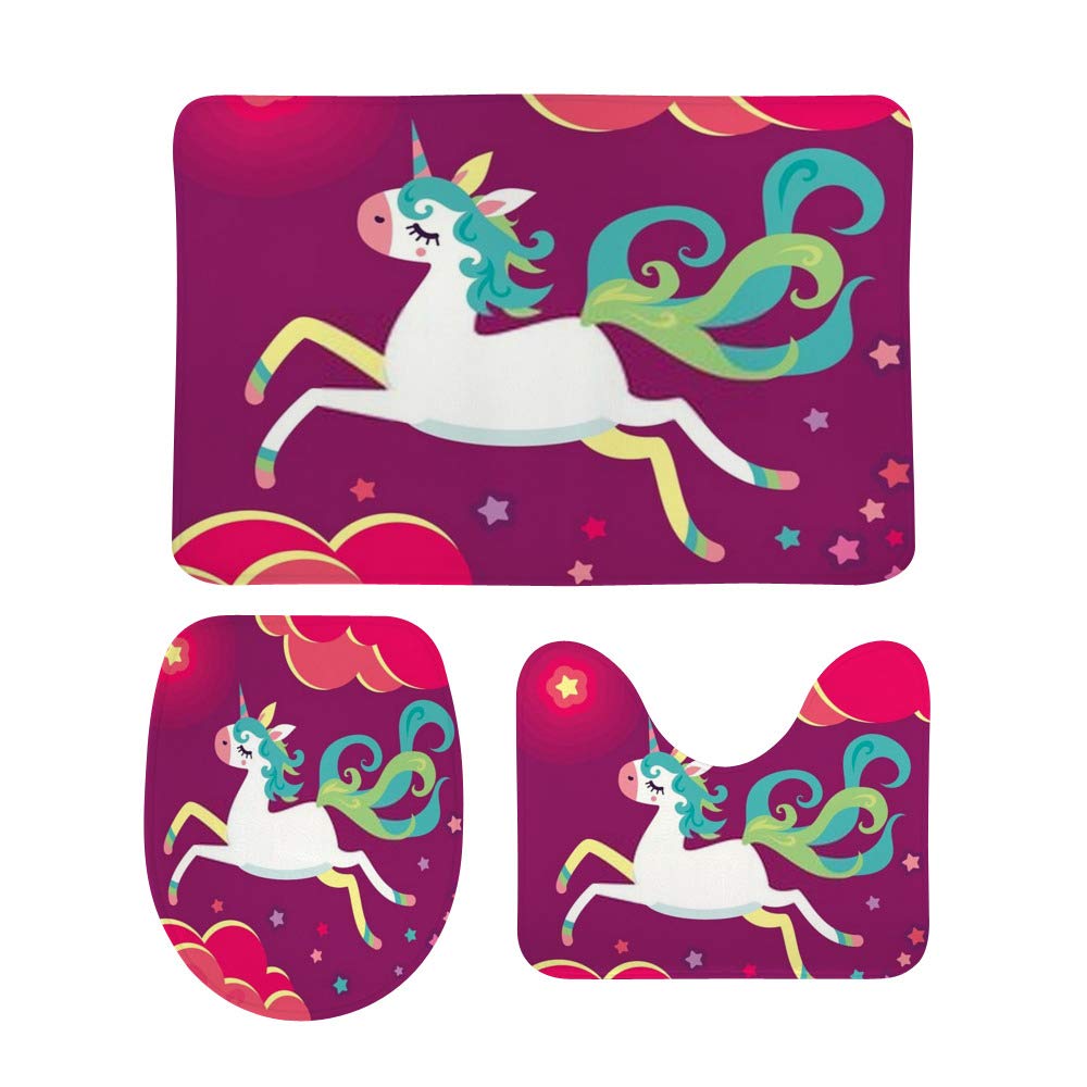 Tapis de bain licorne antidérapants lot de 3 absorbants pour intérieur et extérieur