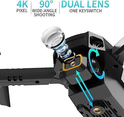 Miniatura 8 de INDYAH Drones with Camera for Adults 4K, Mini Folding Unmanned Aircraft, Long-Endurance Remote Control Aircraft, 4K High-Definition Air Pressure
