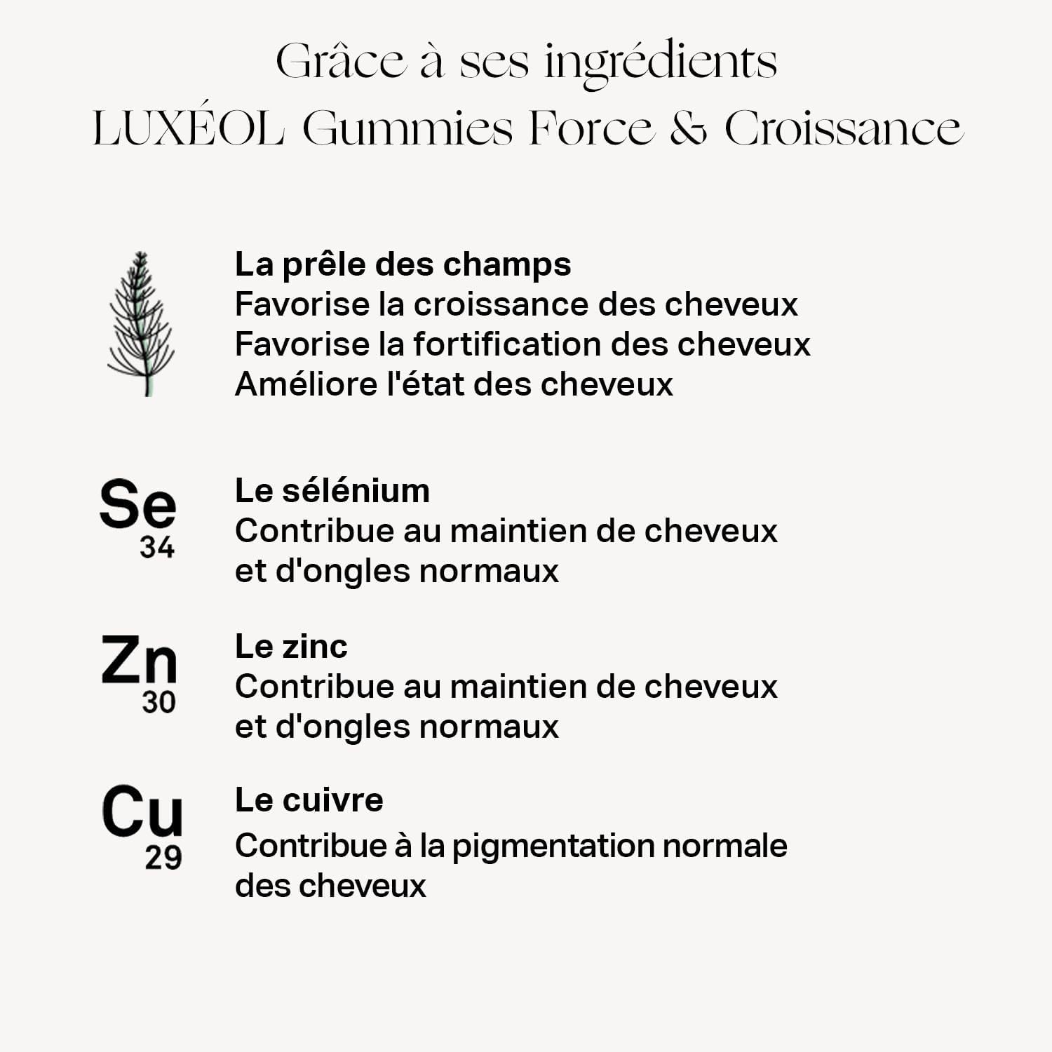 LUXÉOL - Gummies Force & Croissance - Cheveux(2) & Ongles(3) | Complément Alimentaire - Croissance(1) - Arôme Naturel Goût Framboise - Sans Sucres - Fabriqué en France - Environ 60 gummies