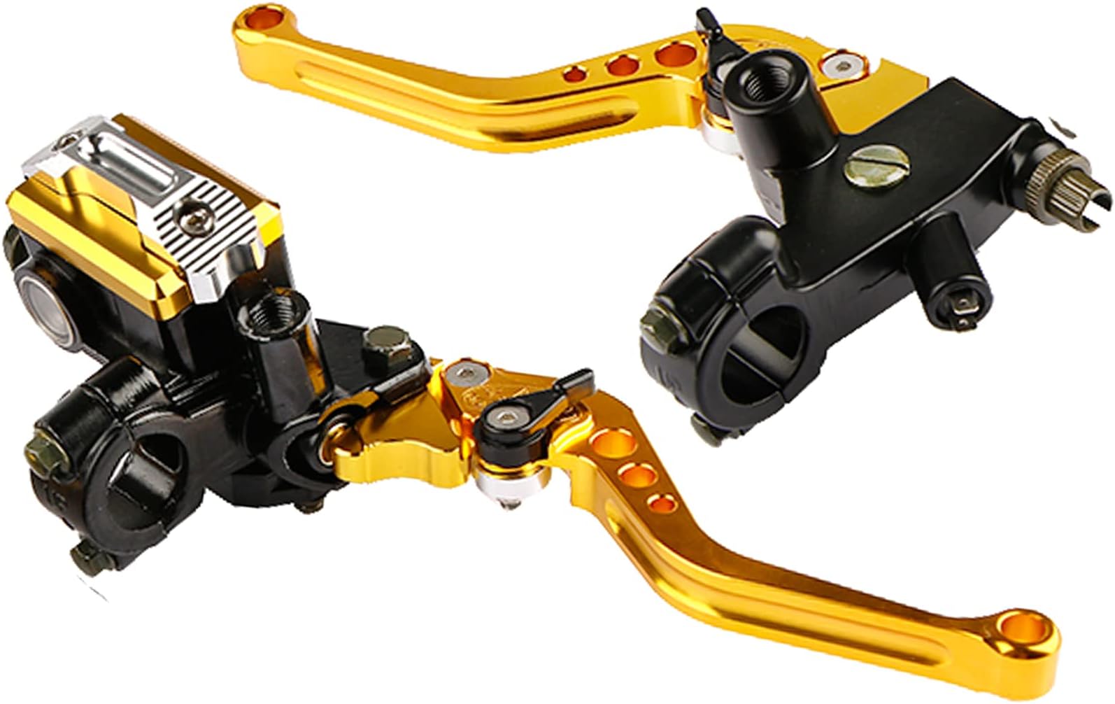 Motorcycle Brake Lever 7/8" 22mm Handlebar Brake Master Cylinder Clutch Lever Left and Right Set Compatible with Harley Honda Kawasaki Suzuki Yamaha Gold Universal