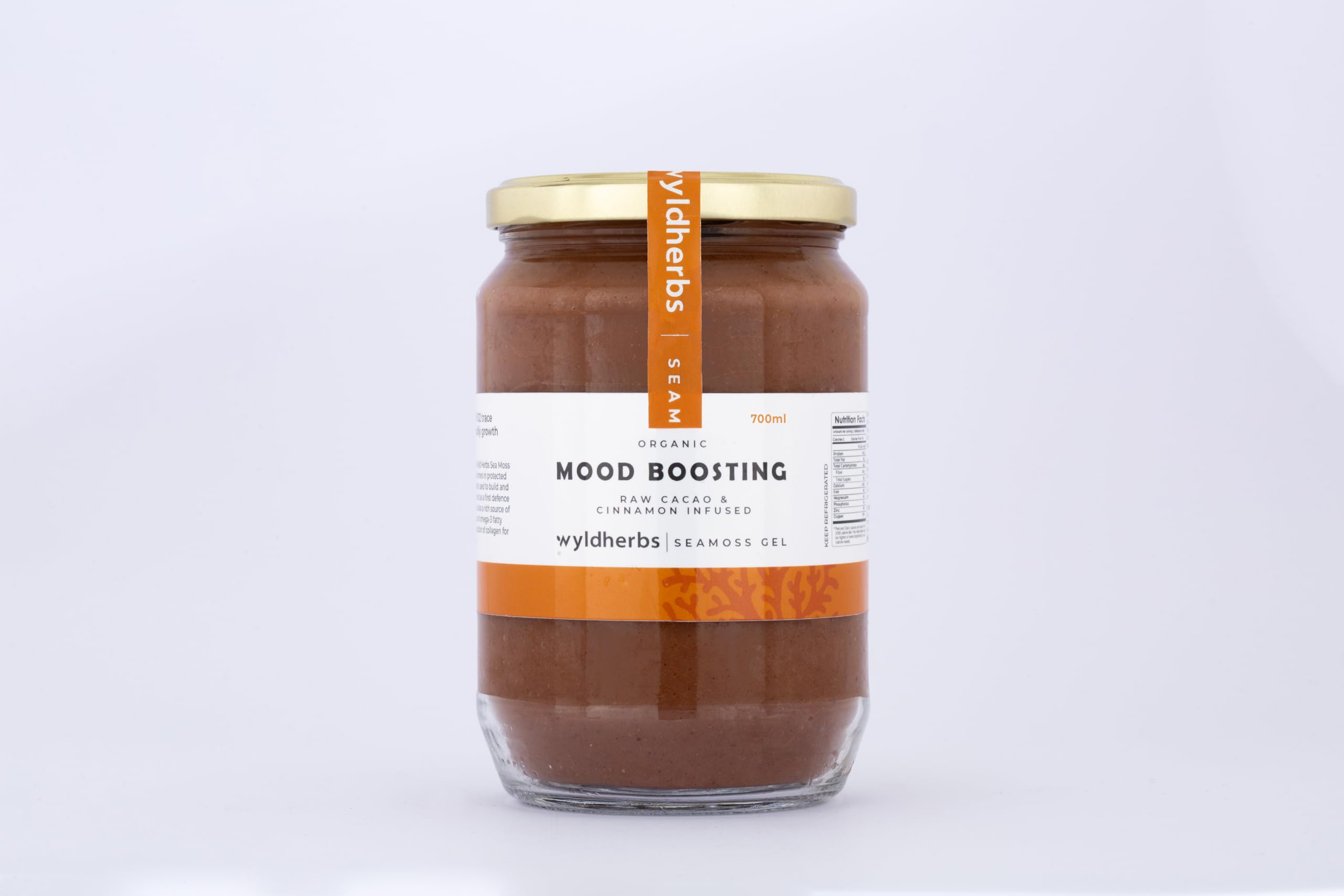 Mood Boosting Organic Sea Moss Gel by Wyld Herbs | Irish Sea Moss 100% Wildcrafted | Superfood Rich in Minerals, Proteins & Vitamins (Cacao & Cinnamon, 700 ml)