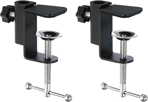 Miniatura 1 de PATIKIL Abrazadera de escritorio de 0.47 pulgadas de diámetro del agujero, 2 piezas de soporte de aleación de aluminio universal ajustable soporte