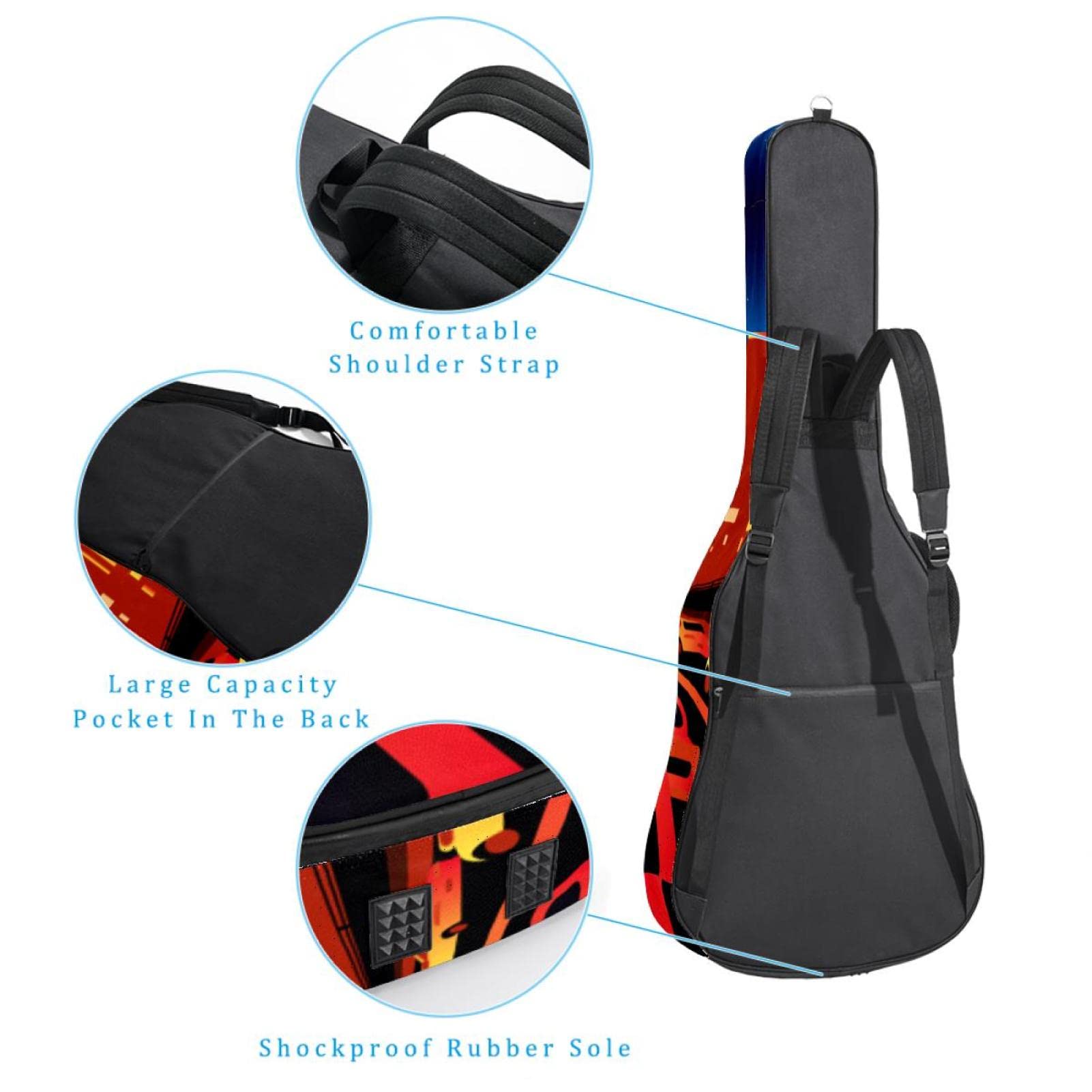 Funda Para Guitarra Eléctrica Ciudad Bolsa Guitarra Acolchada 6Mm Tela Oxford Impermeable Para Guitarra Acústica Y Clásica 40 41 Pollici