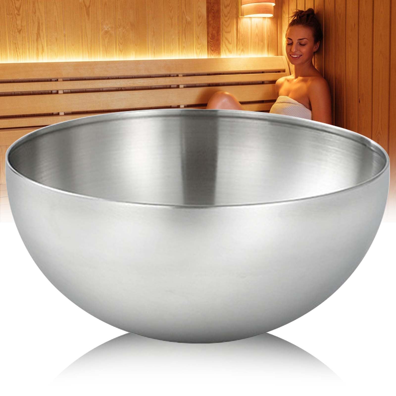 Cuenco para sauna extragrande, diámetro de 15 cm, acero inoxidable, para sauna, aromaterapia, accesorio para sauna, resistente al fuego, adecuado para cristales de sauna