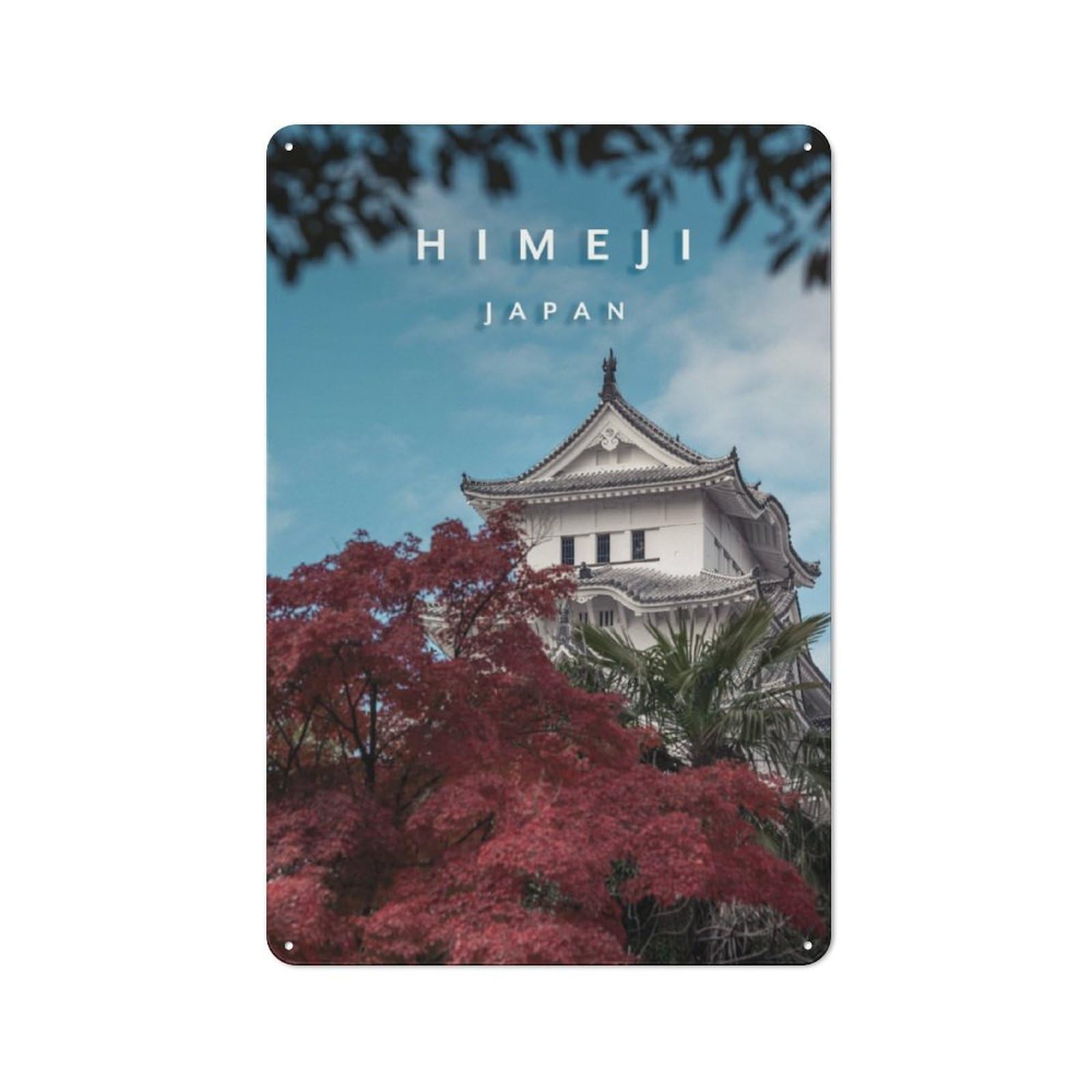 Junmoney Himeji Castle Classic Metal Wall Sign 30X20cm, Pub Wall Decor For Diner, Restaurant, Shed Or Kitchen