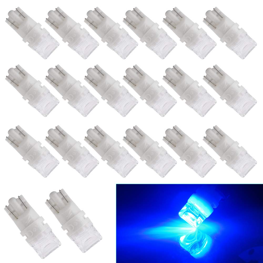 EverBright 20-Pack Blue 194 Led Bulb, T10 Led Bulb, 2825 Led Bulb, 168 W5W 912 Led Interior Car Lights for Trunk Dome Light Door Courtesy License Plate Light, 2835 Chipset 3SMD, DC-12V