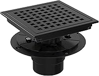 Vista 11 de Desagüe de ducha cuadrado de 4 pulgadas con brida, kit de drenaje de suelo de ducha de azulejos dorados cepillados, acero inoxidable 304, rejilla