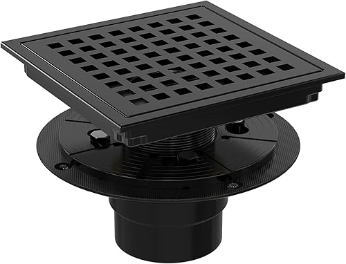 Miniatura 11 de Desagüe de ducha cuadrado de 4 pulgadas con brida, kit de drenaje de suelo de ducha de azulejos dorados cepillados, acero inoxidable 304, rejilla