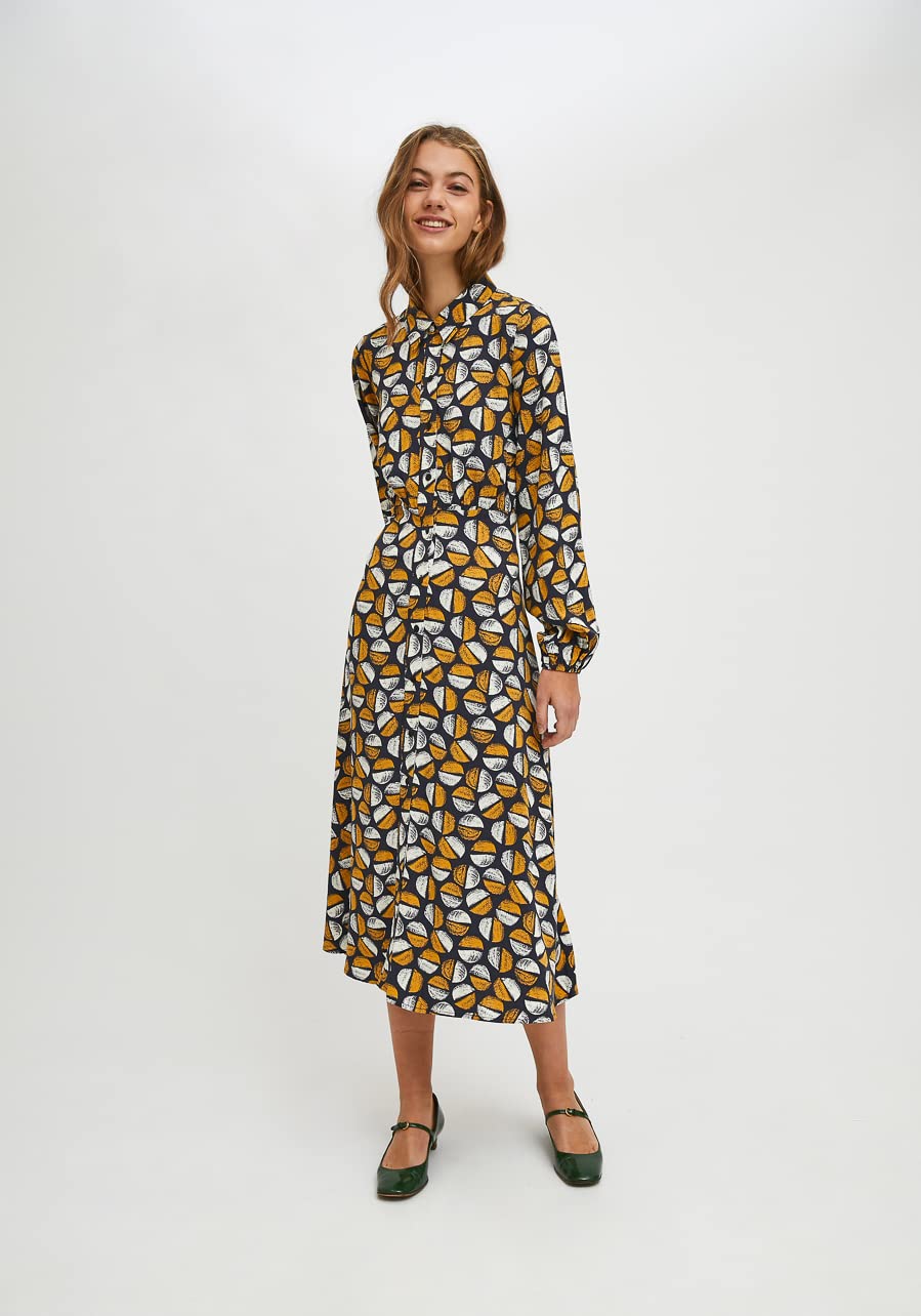 Compania Fantastica FA21COC06 - Vestido camisero midi con estampado de granos de café