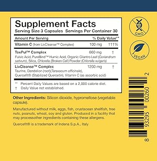 Researched Nutritionals ToxinPul Binder & Detox Cleanse Support - Humic Acid, Fulvic Acid, Cilantro, Dandelion Root & Chlorella to Help Supports Healthy Toxin Removal (90 Capsules)