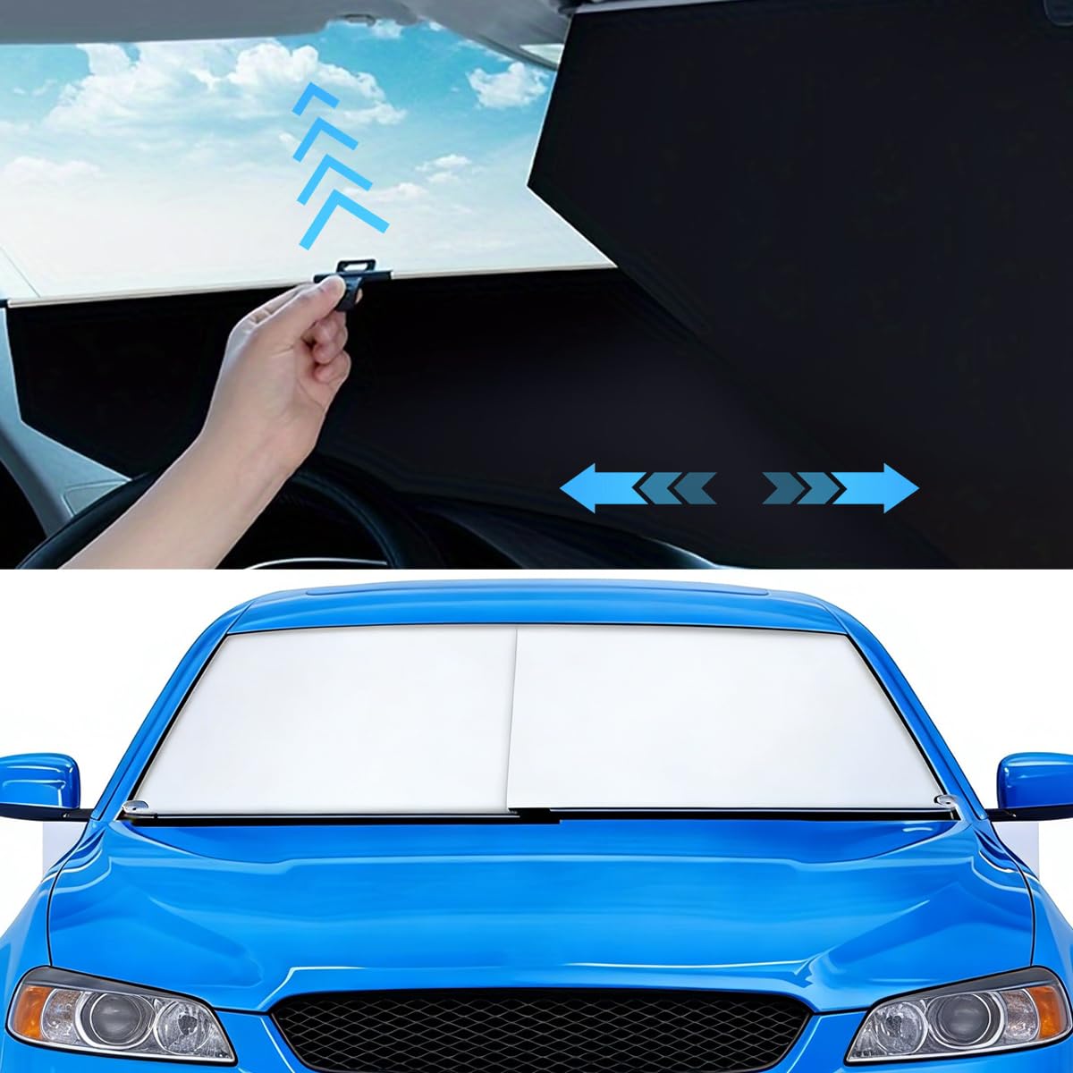 Photo 1 of 2026 Auto Retractable Car Windshield Sun Shade,Adjustable Automatic Sunshade for UV & Heat Protection,Privacy Protection,Universal Fit for Cars, Foldable Sun Visor for Parking & Outdoor Use