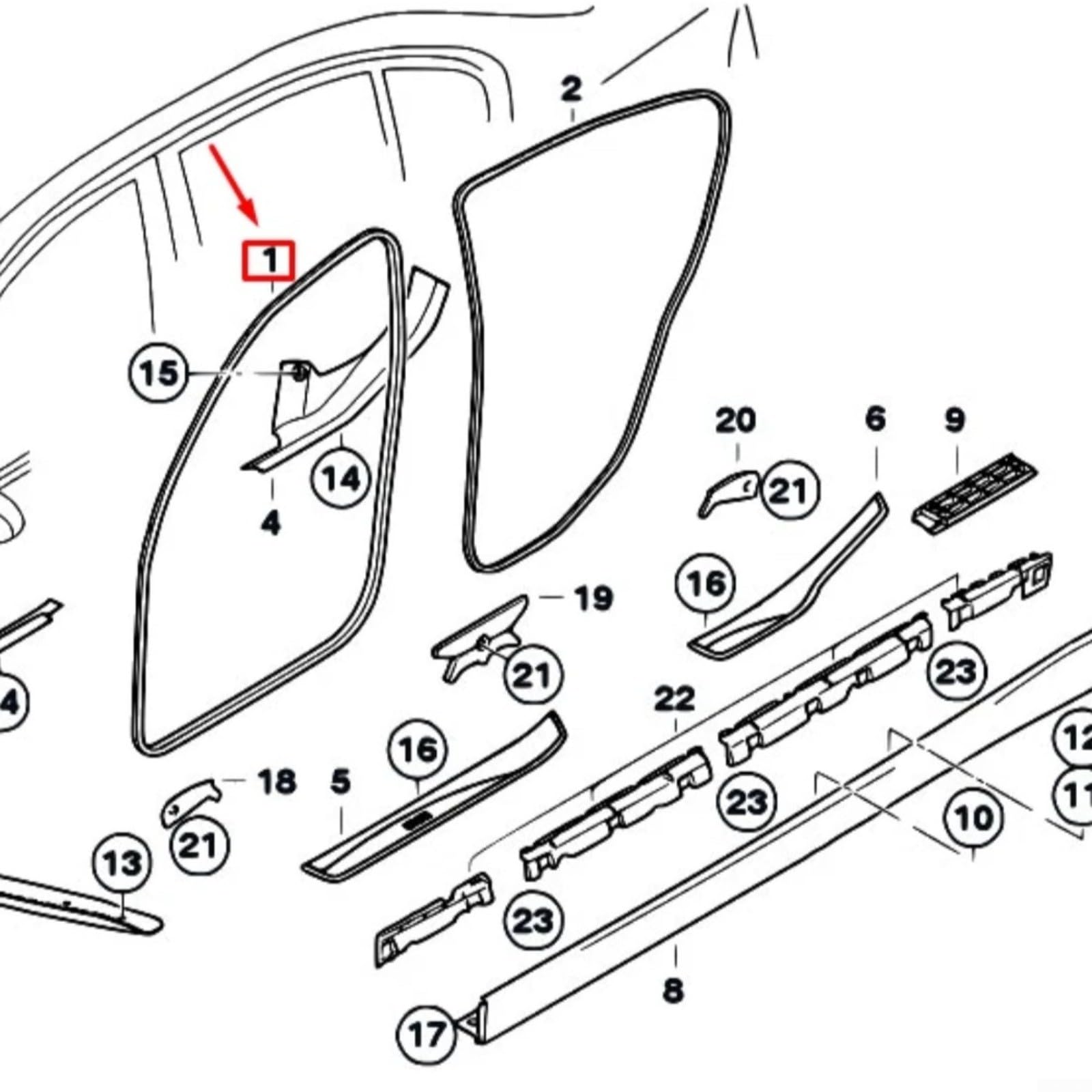 Junta de goma para puerta delantera, color negro, para BMW Serie 3 E90, E91, 2004-2011, OEM 51727247258, accesorio de burlete exterior de repuesto