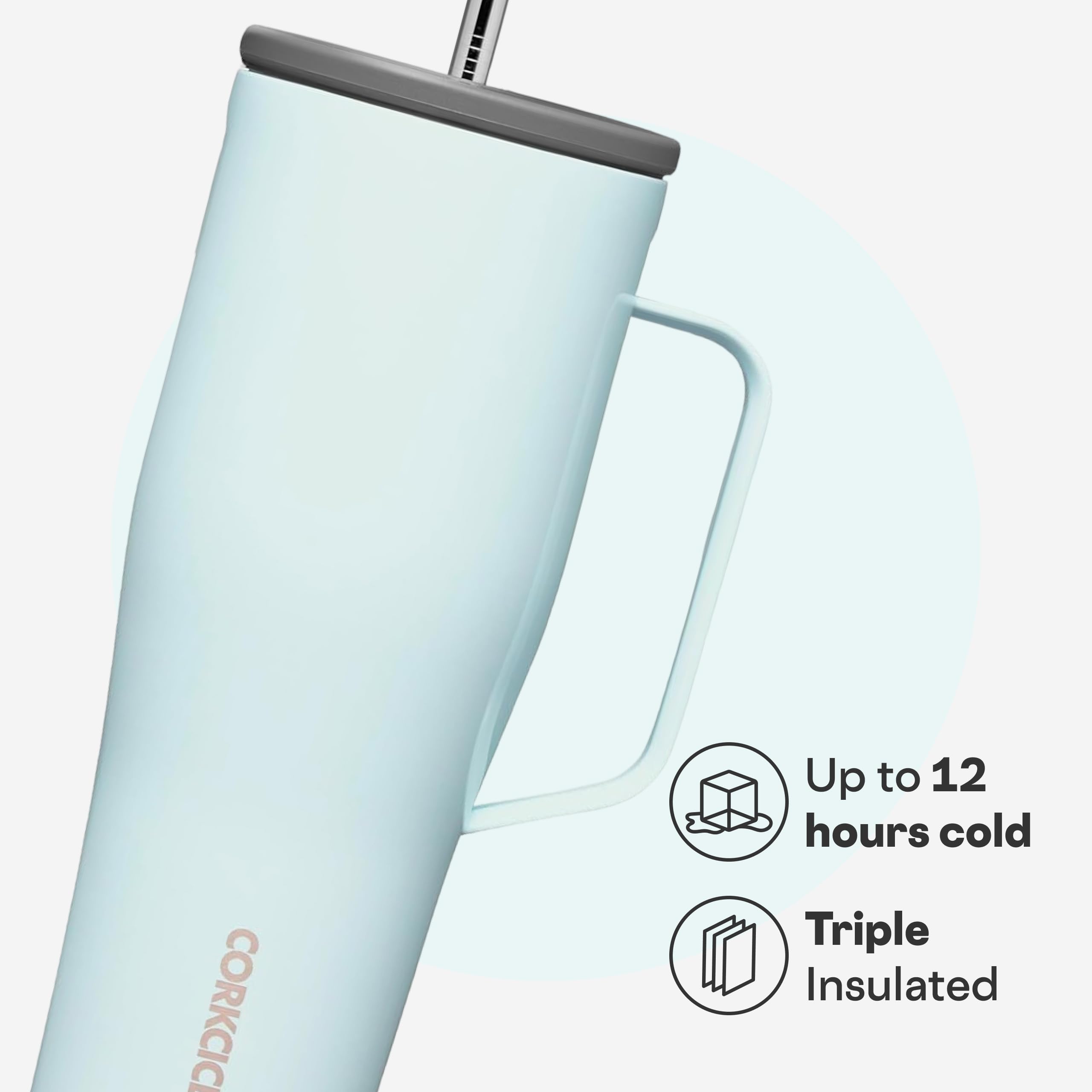 Corkcicle Cold Cup XL – isolierter Becher mit Griff – hält Getränke 12 Stunden kalt – dreifach isoliert – auslaufsicherer Deckel – Sommer-Trinkgeschirr Geschenk – hält Getränke eiskalt – 850 ml