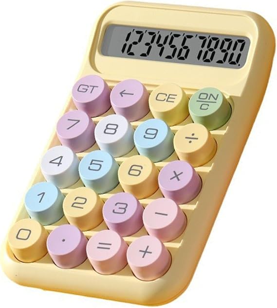 Generic 10 Digit Scientific Calculator Cute Portable Design Mechanical Button for Exams and Accounting Tasks Lightweight (Yellow)