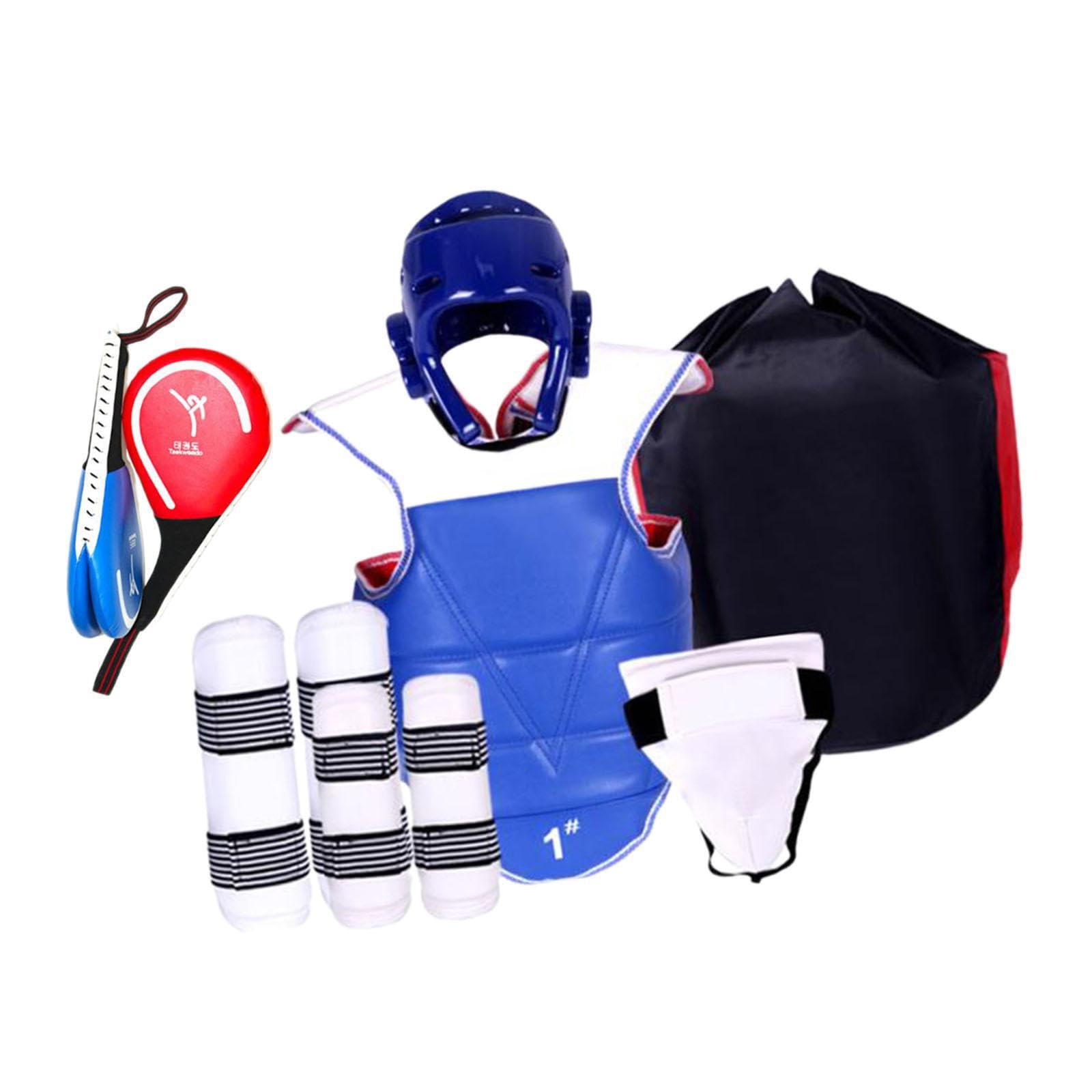 Set di attrezzature per sparring per karate | Copricapo Parastinchi Protezioni Borsa per riporre Facile trasporto Protezione per il torace Taekwondo imbottita regolabile