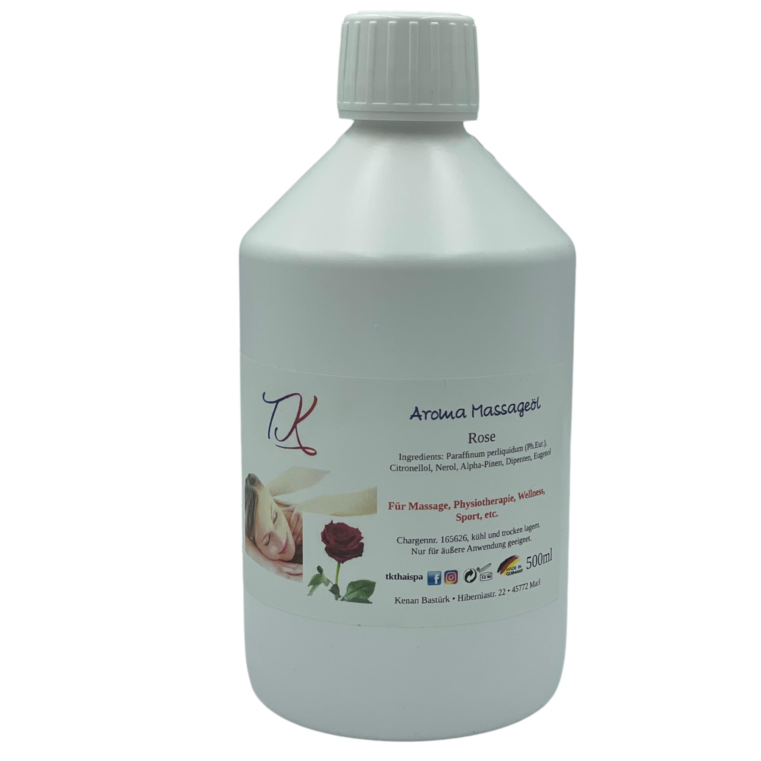 Juego de 10 aceites aromáticos para masajes, fisioterapia, bienestar, deportes, etc. (2 x 500 ml) en calidad farmacéutica (1000 ml, hierba de limón y rosa)