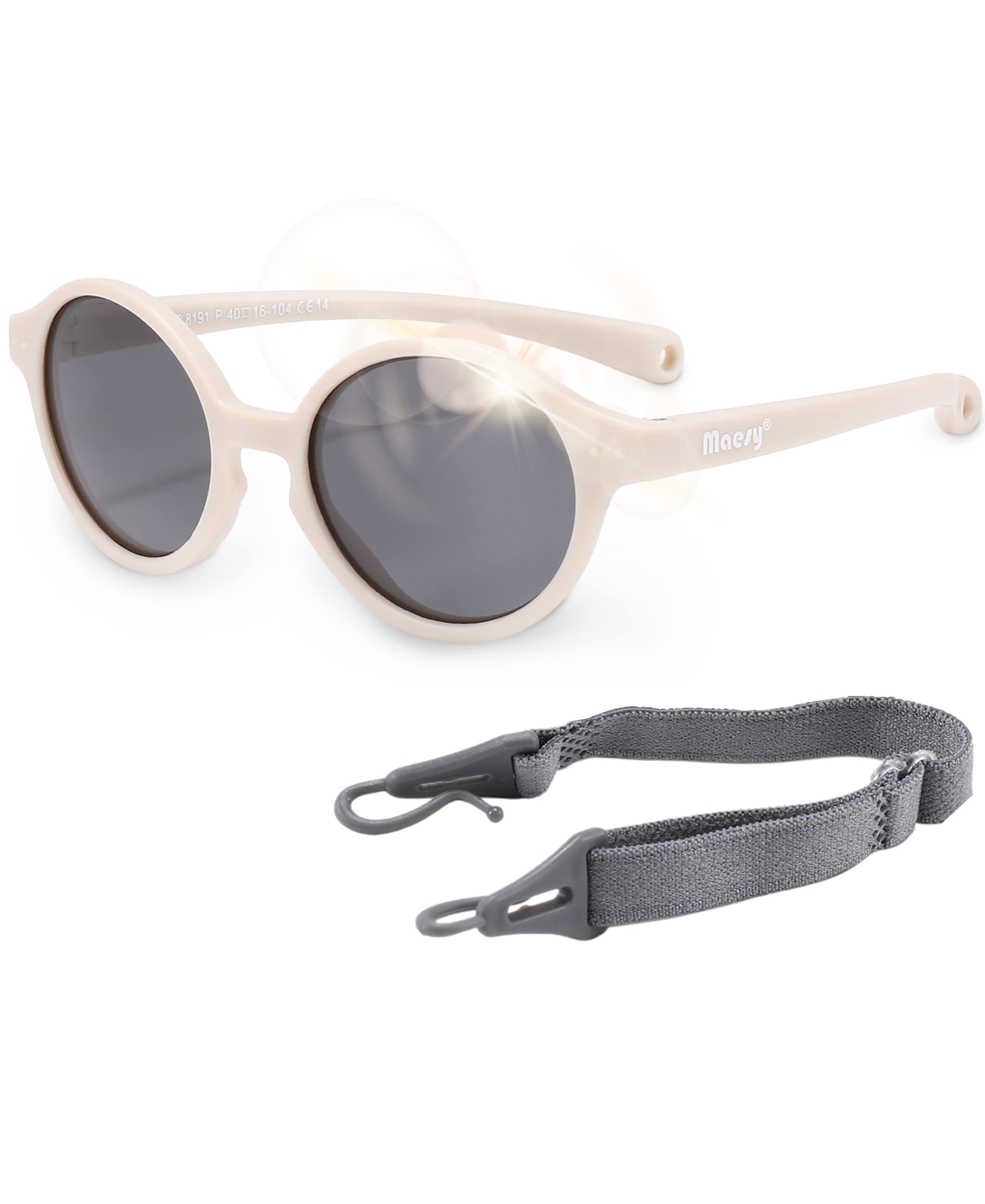 Maesy Gafas de sol Noah Baby - 0-2 años - Flexibles - Correa elástica ajustable - Protección polarizada UV400 - Niños y niñas - Ovaladas
