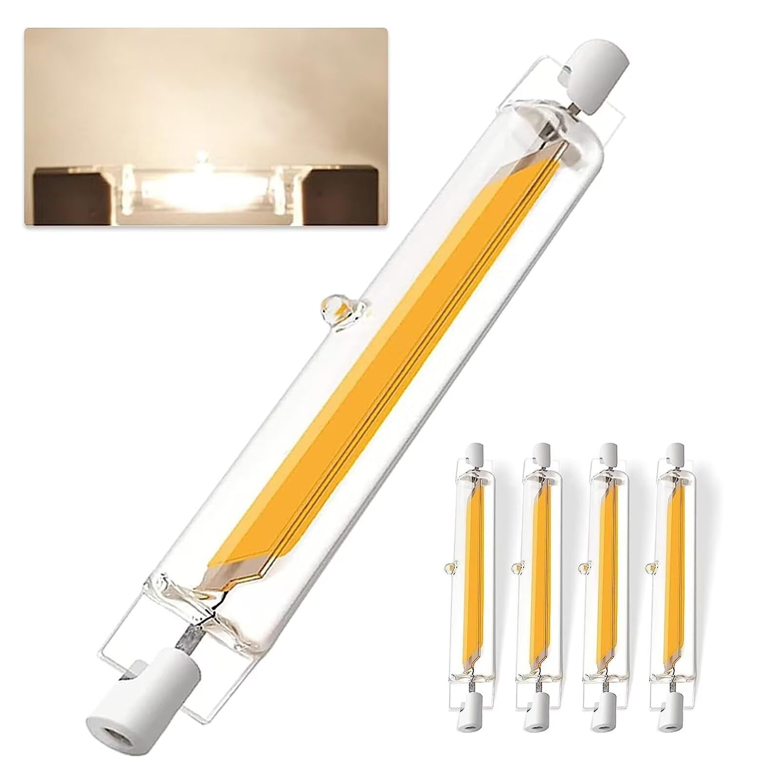 R7S LED Lampe 20W 118mm dimmbar, R7S LED COB Naturweiß 4000K,2000LM, LED R7S 118mm Leuchtmittel Birne Glühbirne, Ersatz für 200W Halogenlampen, Kein Flackern, 360°Abstrahlwinkel LED Stab, 2er Pack