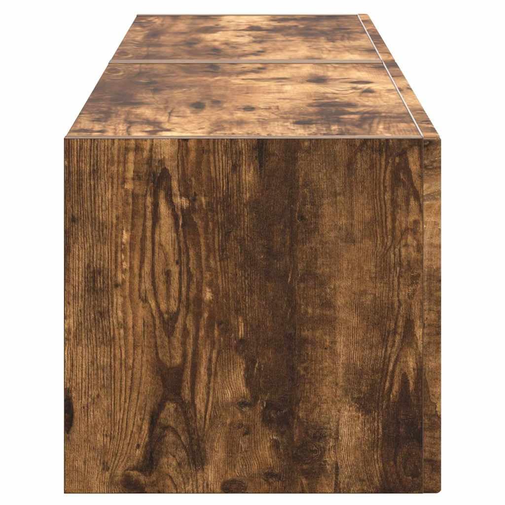 Szafka ścienna pod telewizor zestaw 2 szt., dąb wędzony, 60 x 31 x 29,5 cm, materiał drewnopochodny, regał na media montowany na ścianie, nowoczesne przechowywanie do salonu