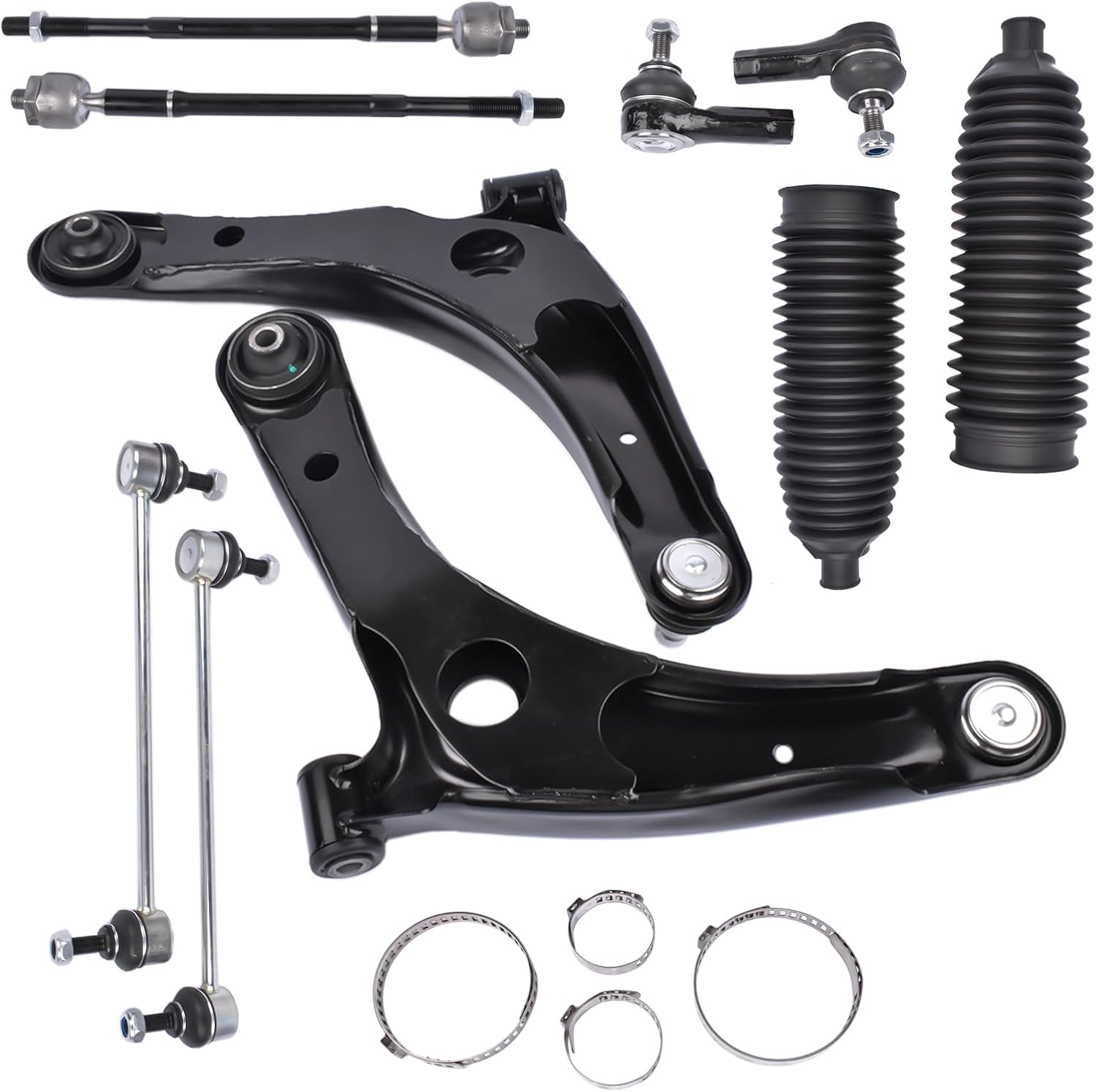 Front Lower Control Arms Sway Bars Tie Rods Kit Replacement for 2007-2017 Mitsubishi Lancer Outlander l4 V6 K620548 ES800471