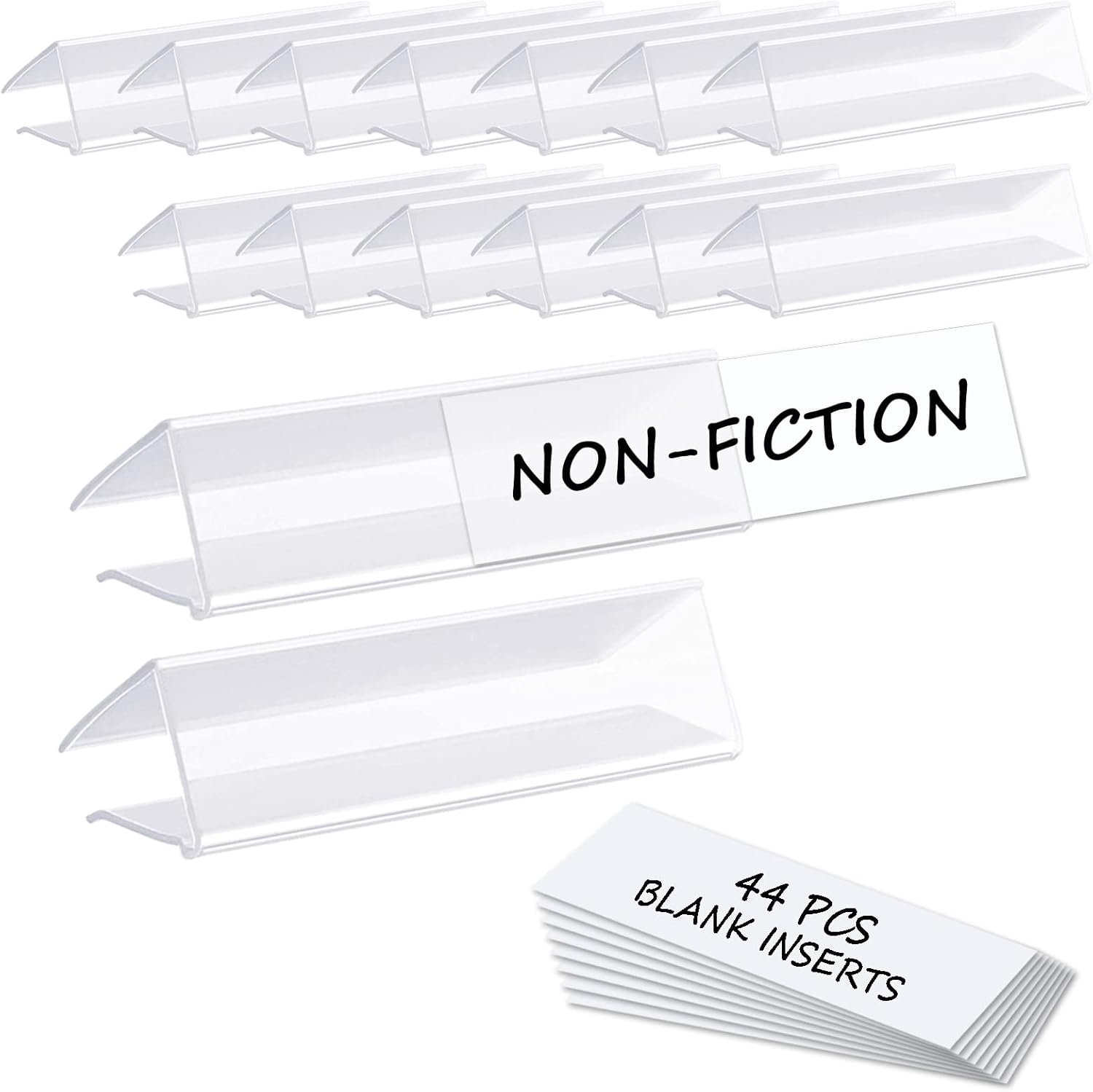 Shelf Label Holder,ChanQnTon 44PCS 3X7/8'' Shelf Labels,Tag Ticket Sign Label Holders Clip On for 5/8'' to 3/4'' Thick Shelves with Matched Blank Inserts : Office Products