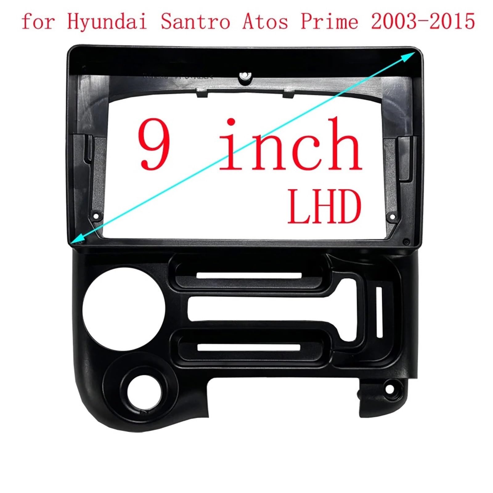 Marco de Metal para Instalación de Radio Coche 2 DIN 9 Pulgadas con GPS, Panel Frontal plástico ABS/PC Compatible Hyundai Santro Atos Prime 2003-2015