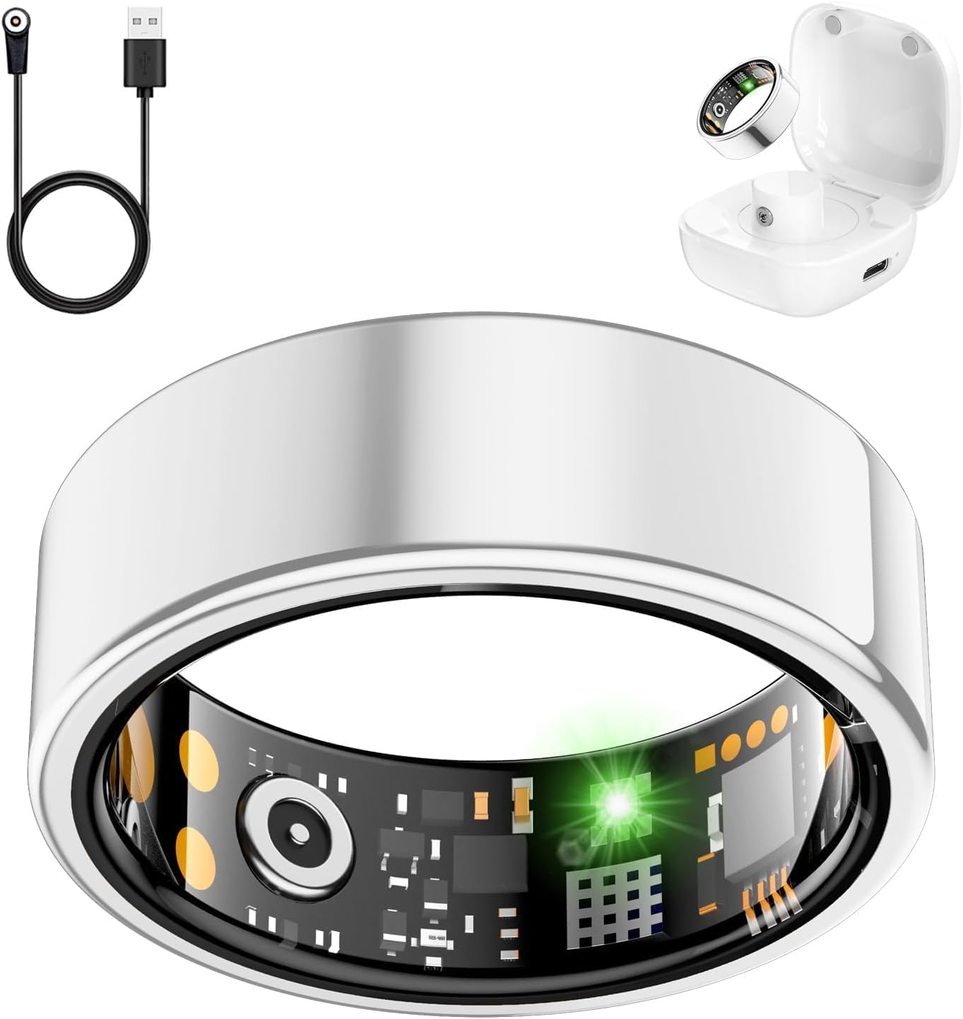 Smart Health Ring for Women Men, Fitness Tracker Ring with Heart Rate, Blood Oxygen, Sleep Tracker, Step Tracker, IP68 Waterproof Smart Ring for iphone & Android, No Subscription Fee (Silver, 9#)-picture-19