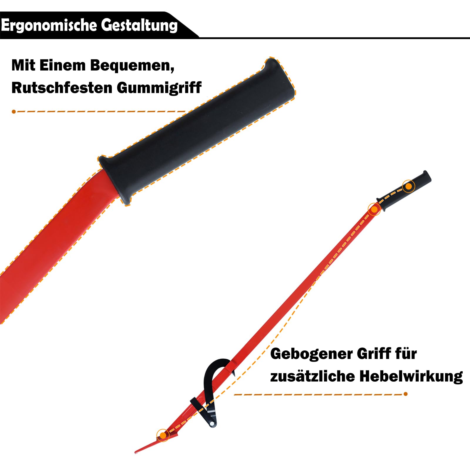 YRHome Fällheber zum Baumfällen 130cm Stammheber Geschmiedeter Kantheber mit Wendehaken Fällhilfe Wendehilfe Ergonomischer Rutschfester Handgriff Zur Holzbearbeitung Schwerlast-Fällheber