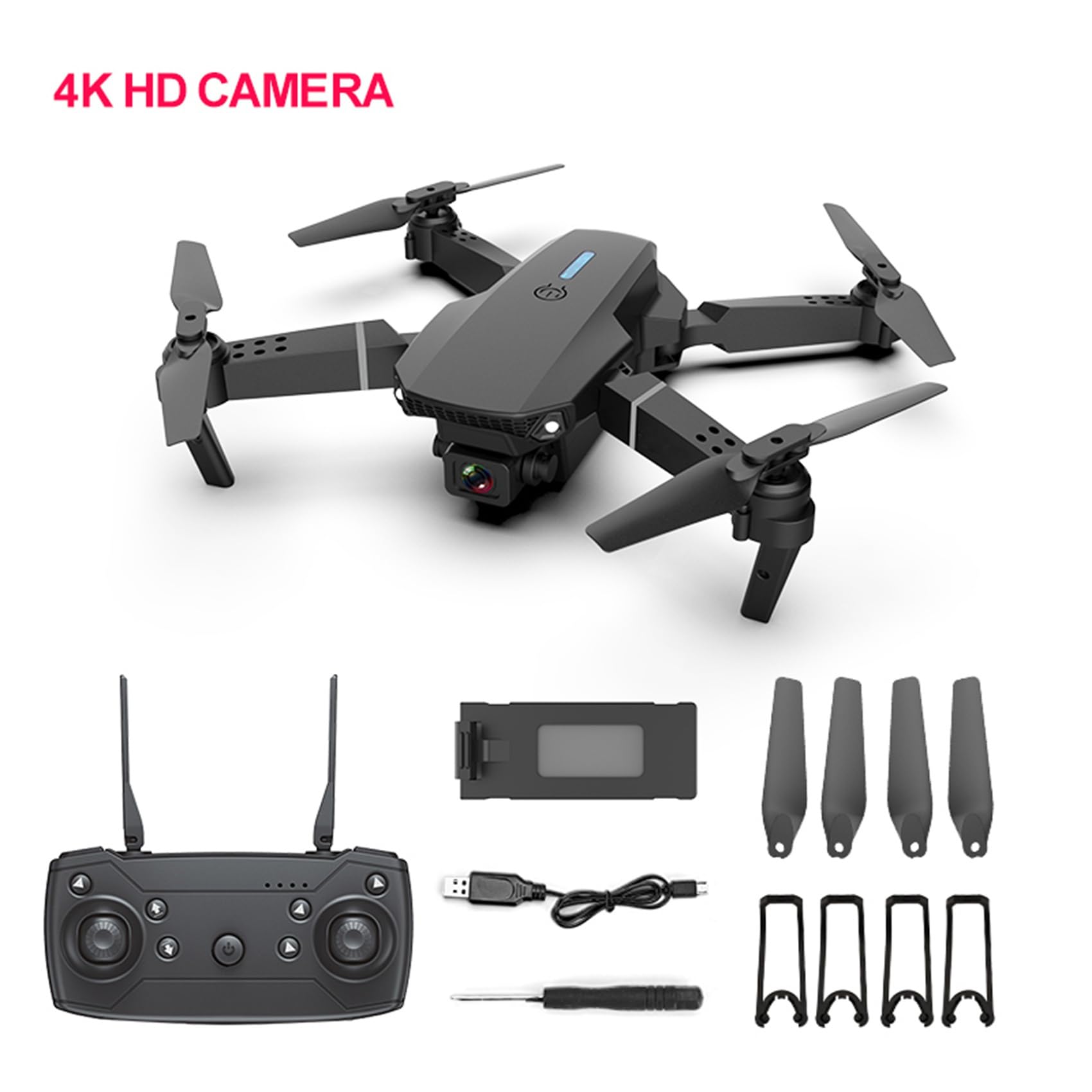 2X E88 WiFi FPV Drone con Grandangolare 4K HD Dual Camera Pieghevole Altitude Hold RC Quadcopter Profesional Drones