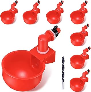Professional Chicken Waterer Cups, 8pcs Large Chicken Water Feeder, Automatic Chicken Water Dispenser, Poultry Drinker Set, Solution for Various Poultry Watering with Matching Drill