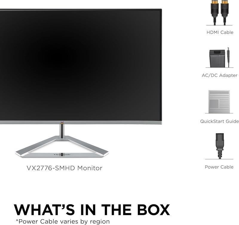 ViewSonic VX2776-SMHD 27 Inch 1080p Computer Monitor, IPS LED Display | 100Hz, HDMI, DisplayPort, VGA, Eye Care, Ultra Thin Bezels, Home Office, Laptop, PC, Mac, Anti Glare, 4ms Response, Speakers image 5