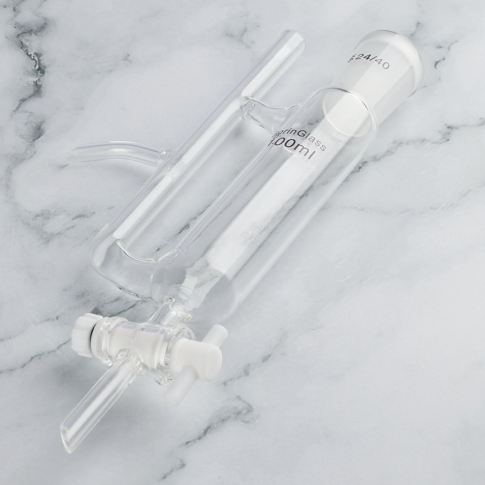 BorinGlass Separatore acqua olio con joint 24/40, imbuto in vetro borosilicato per una separazione precisa del liquido, 100 ml