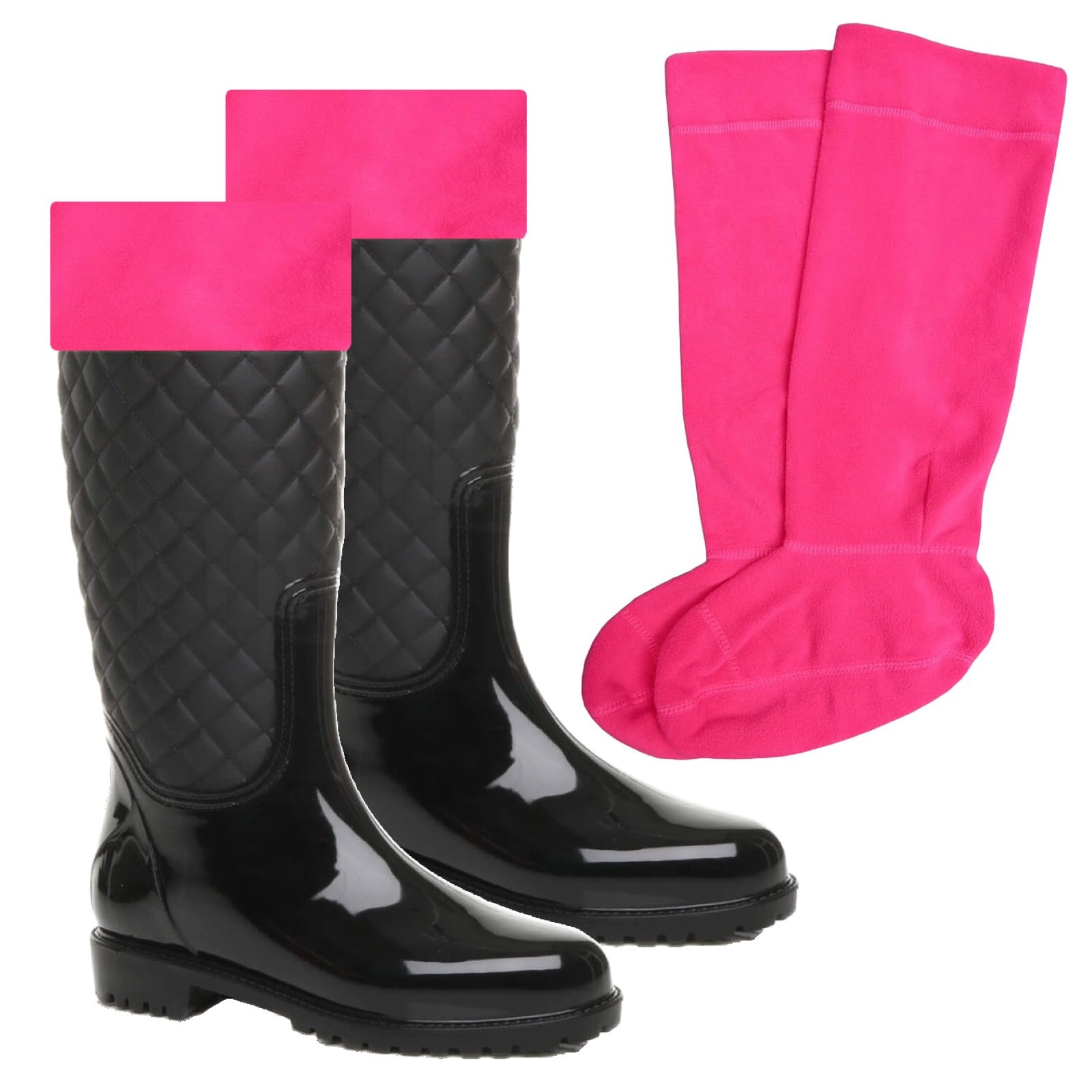 Sock-Tec Women's Hot Pink Fleece Wellie Socks Adult Girls Welly Wellington Boot Thermal Liners Warm Outdoor Sock One Size 3-5 (Uk, Numeric, 3, 5, Regular, Regular, )