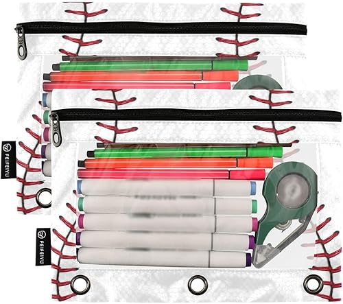 Vista 40 de ALAZA Bolsa para lápices de campo de fútbol americano para carpeta de 3 anillos, bolsillos con cremallera transparente para ventana, bolsas