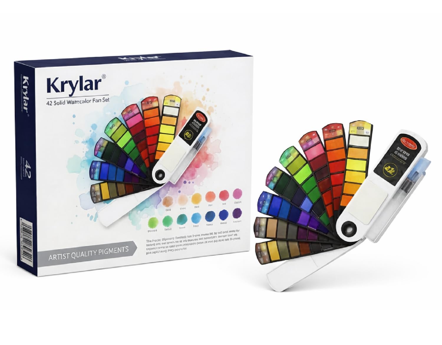 Portable Watercolor Paint Set 42 Shades with Water Brush Pen Absorbent Spong-Artist Water Color Kit for Beginners,Students &Professionals Non-Toxic,High Pigment,Smooth Blending for Kids-image-27