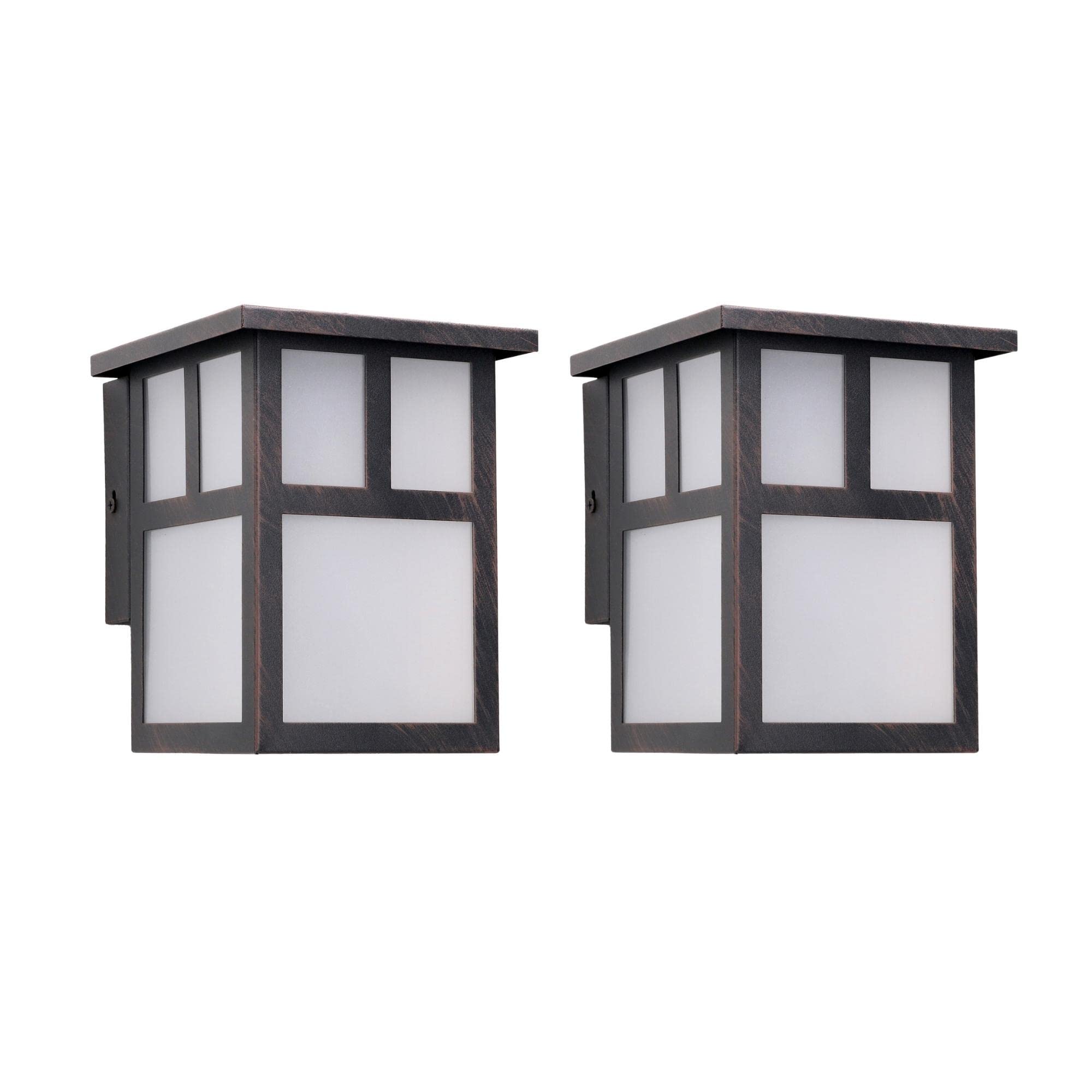 FORLIGHT Osaka (2 unidades) Aplique de Pared Exterior Rústico de Estilo Japonés. Farol de Pared para Bombilla E27. Lámpara de Pared para Jardín y Terraza IP23. Marrón Óxido