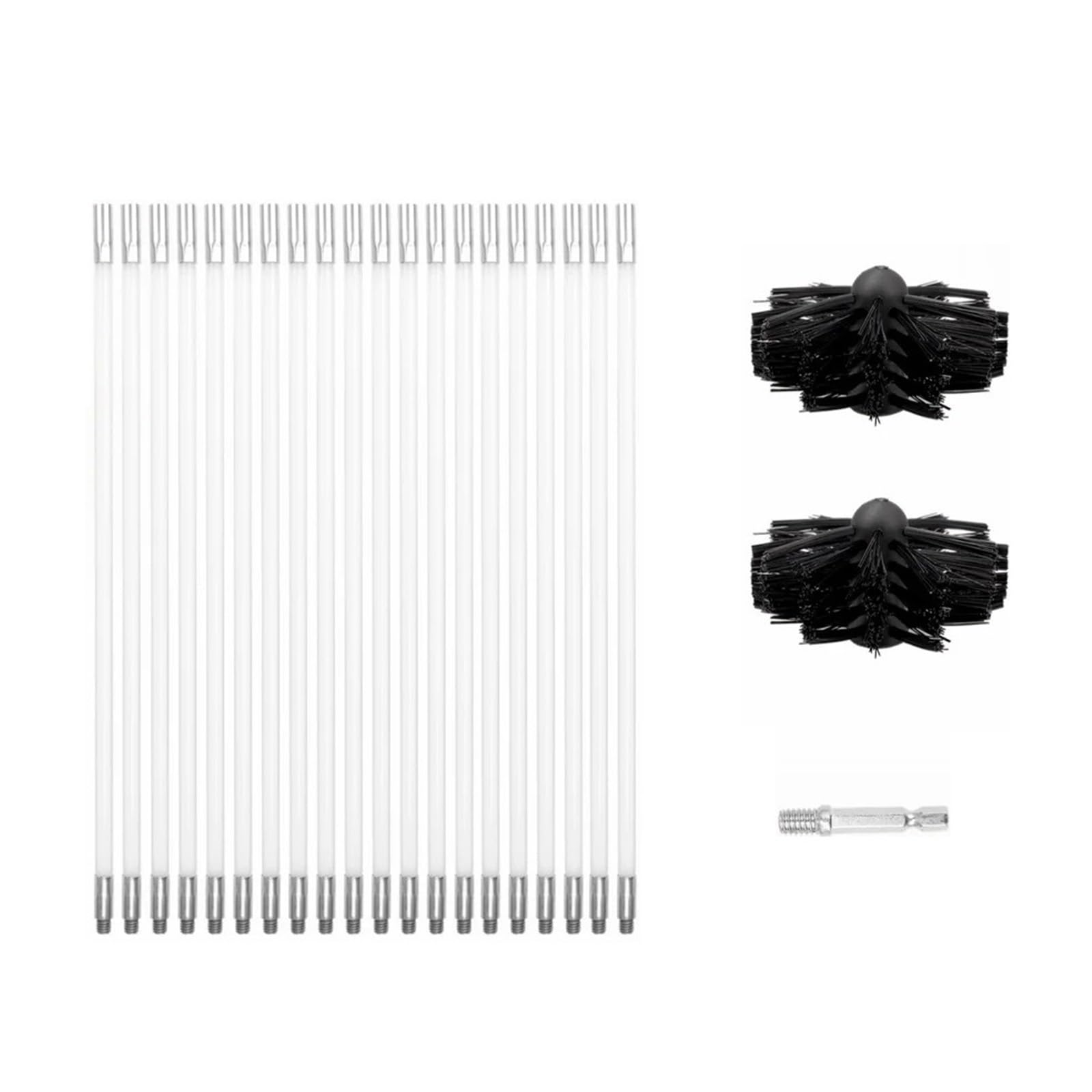 Chimney Cleaning Brush Kit 23Pcs Chimney Sweep Kit Duct Vent Cleaning Tool With 20 Flexible Rods 2 Brush Heads 1 Drill Connector