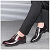 Muyin Men’s Patent Leather Dress Shoes Lace Up Pointed Toe Floral Patent Leather for Wedding, Business, Party Formal Shoes for Men(Red,9 UK) #4